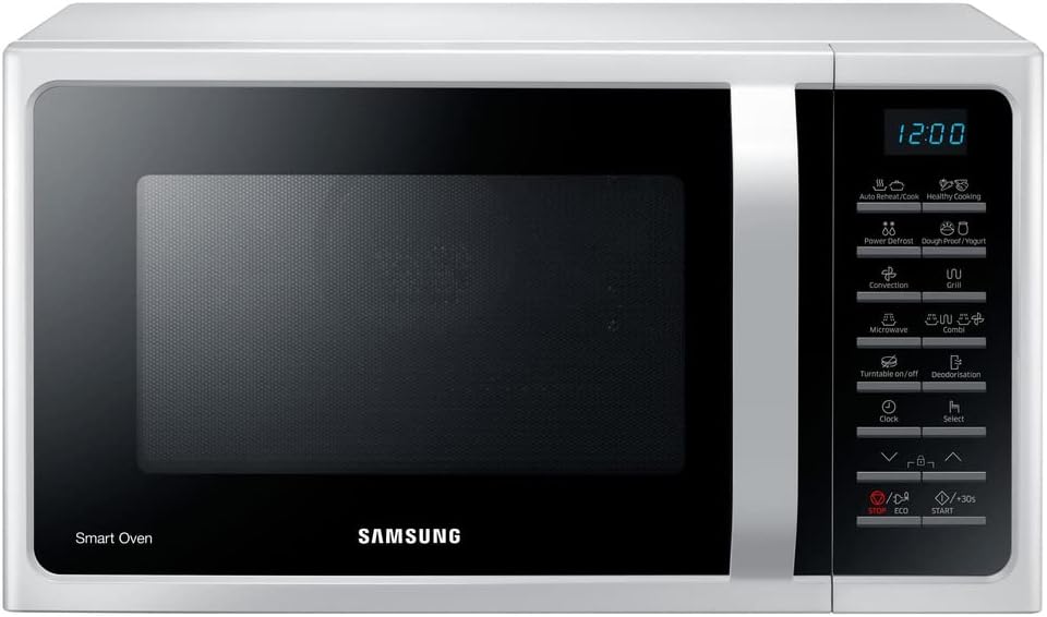 Samsung MC28H5015AW Four micro-ondes, grill combiné, 28 litres, Smart Oven, 900 W, grill 1500 W, blanc, 51,7 x 47,6 x 31 cm