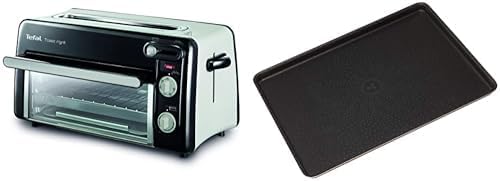 Tefal Grille-pain et mini-four 2-en-1, Acier inoxydable, Longue fente pour grille-pain avec couvercle, 6 niveaux de dorage, Température du grill jusqu'à 210°C, Toast N Grill TL600810