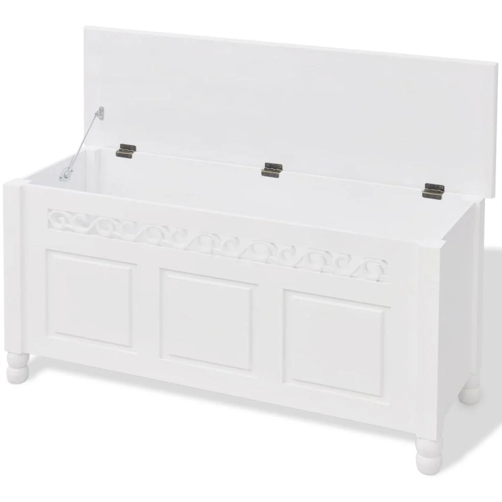 Banquette pouf tabouret meuble banc de rangement en style baroque blanc 3002032