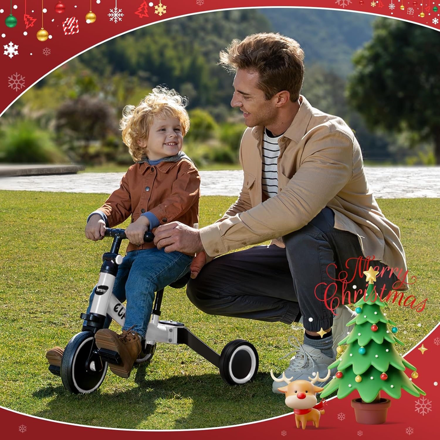 besrey 5 en 1 Tricycle Enfant bébé évolutif 1-4 Ans,Vélo Draisienne,Vélo sans Pédale,Noir