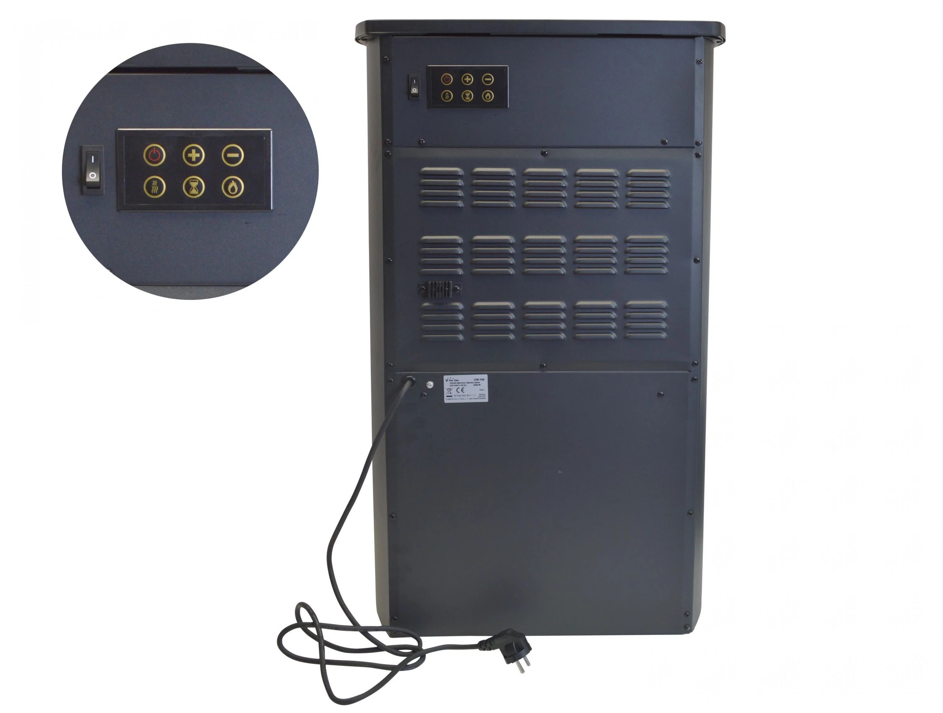 Poêle électrique en acier noir de 2000W