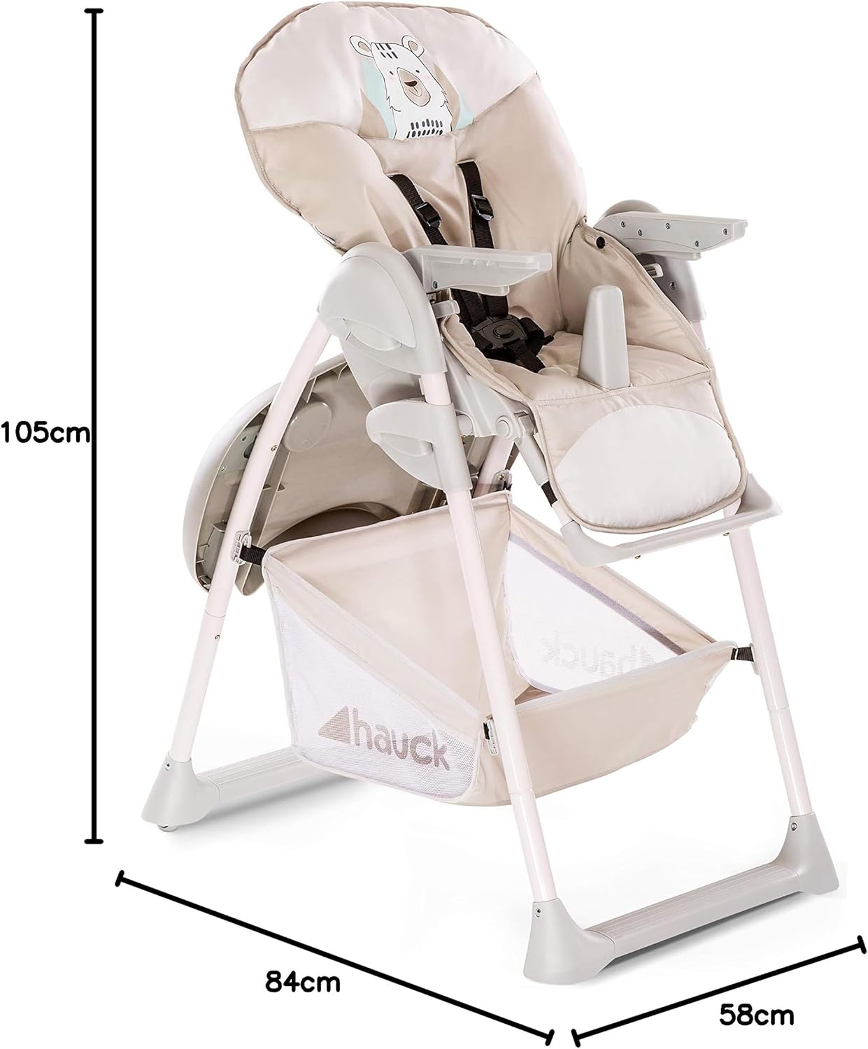 Hauck Chaise Haute Bébé Sit N Relax, Inclus Transat Bebe avec Arche de Jeux, Siège Enfant avec Plateau, Chssis Réglable en Hauteur avec Roues et Panier, Pliable - Wild Panda