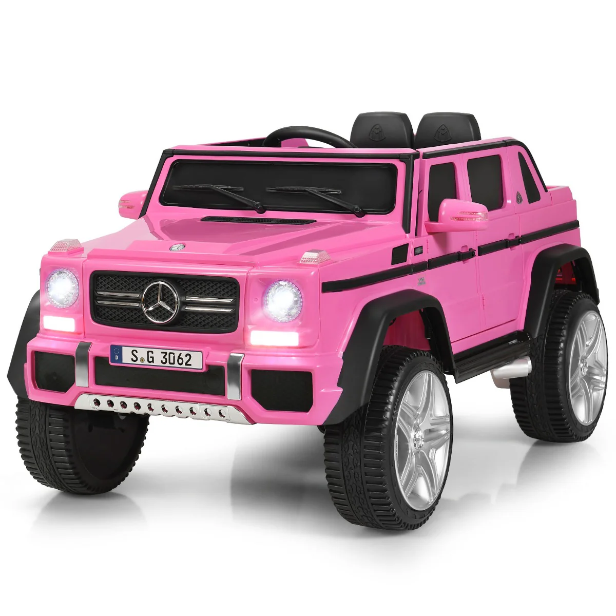 Voiture eléctrique 12 v pour enfants 2 place avec lumières led port aux usb télécommande parentale de 3 à 8 ans rose 20_0004994
