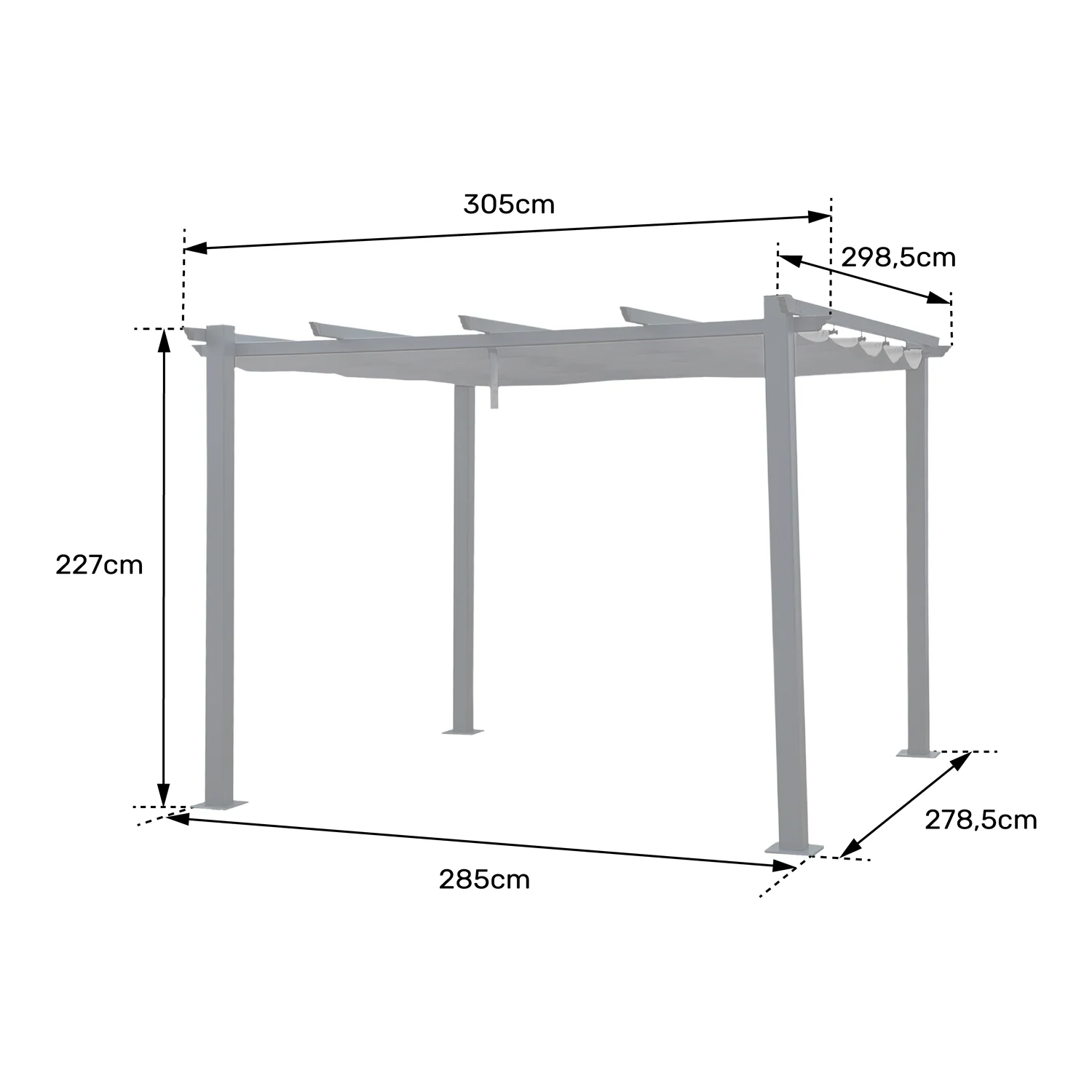 Pergola autoportante 3 × 3m CASSIS grise - structure aluminium Happy Garden