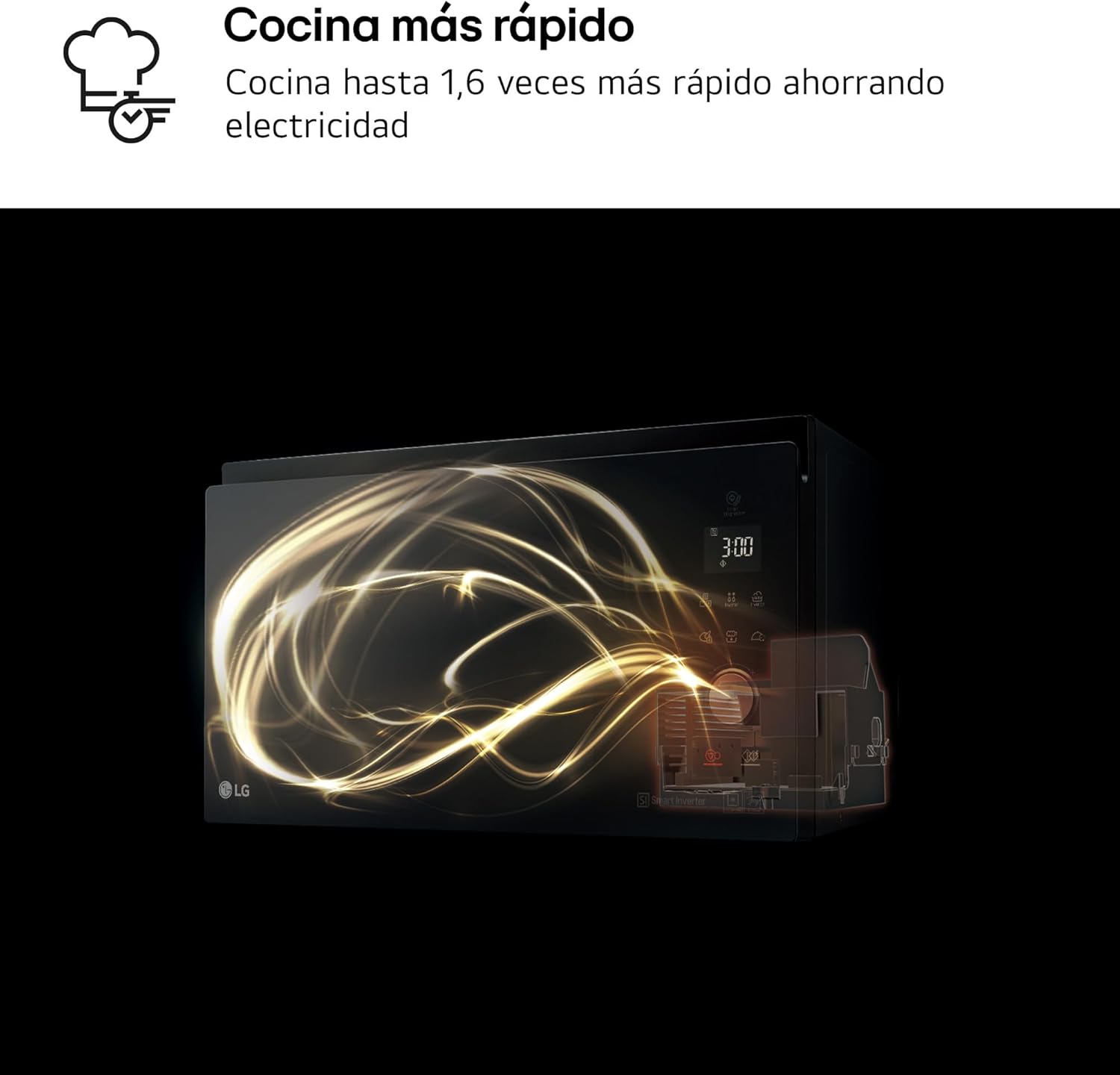 LG MH6535GDS Comptoir de cuisine Four à micro-ondes Smart Inverter avec gril à quartz, 25 L, 1000 W, programmes automatiques, niveaux de puissance réglables, cuisson à vapeur, noir