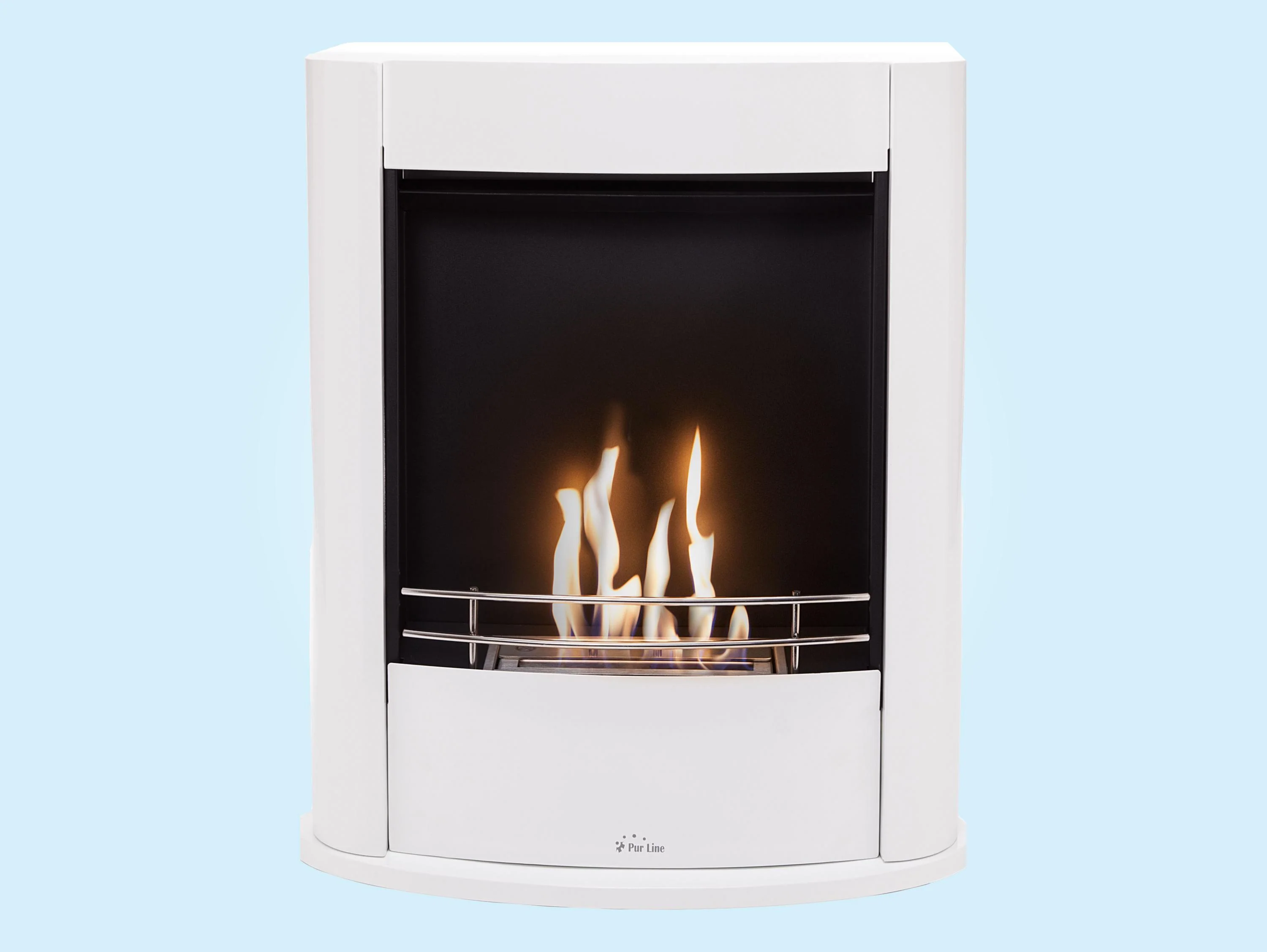 Cheminée à l'éthanol au sol en acier blanc