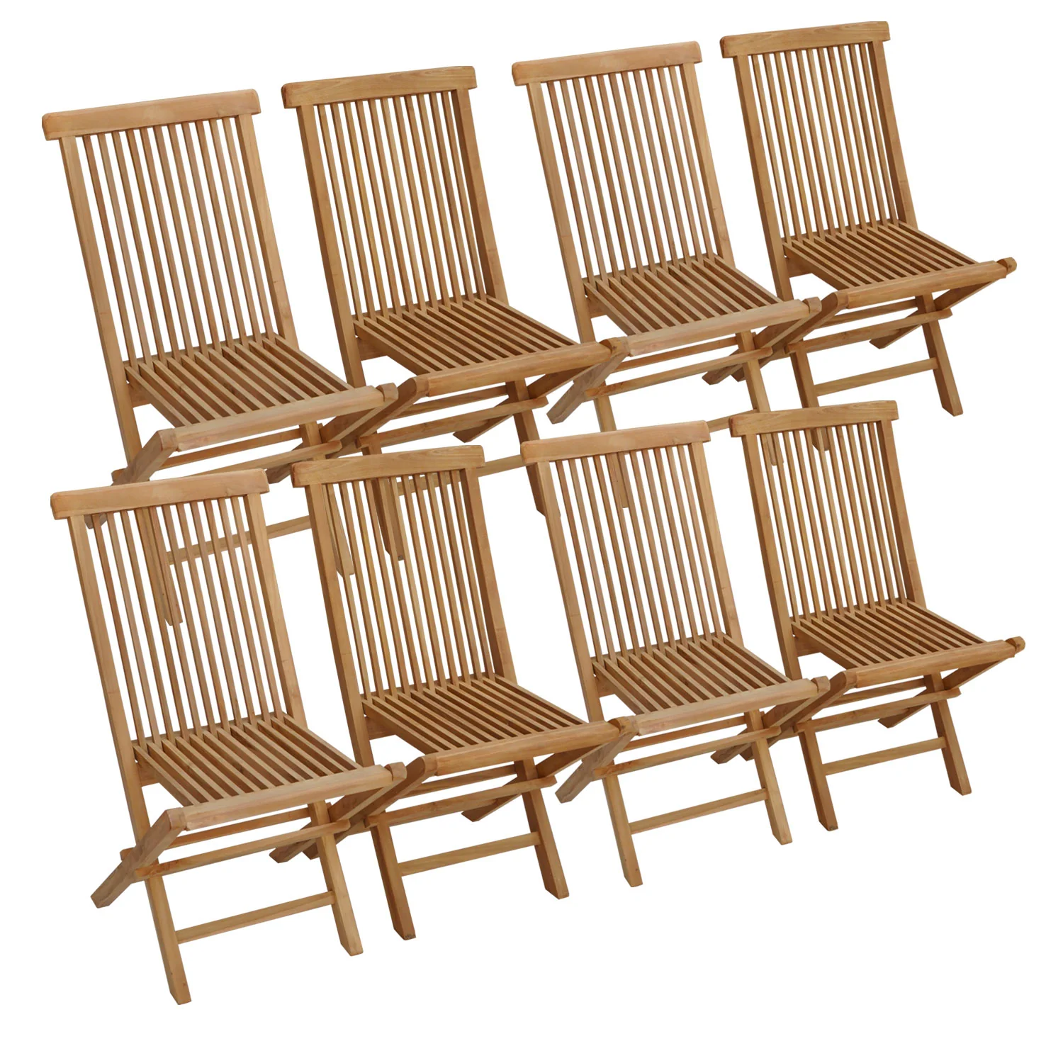 Lot de 8 chaises de jardin en teck LOMBOK Happy Garden