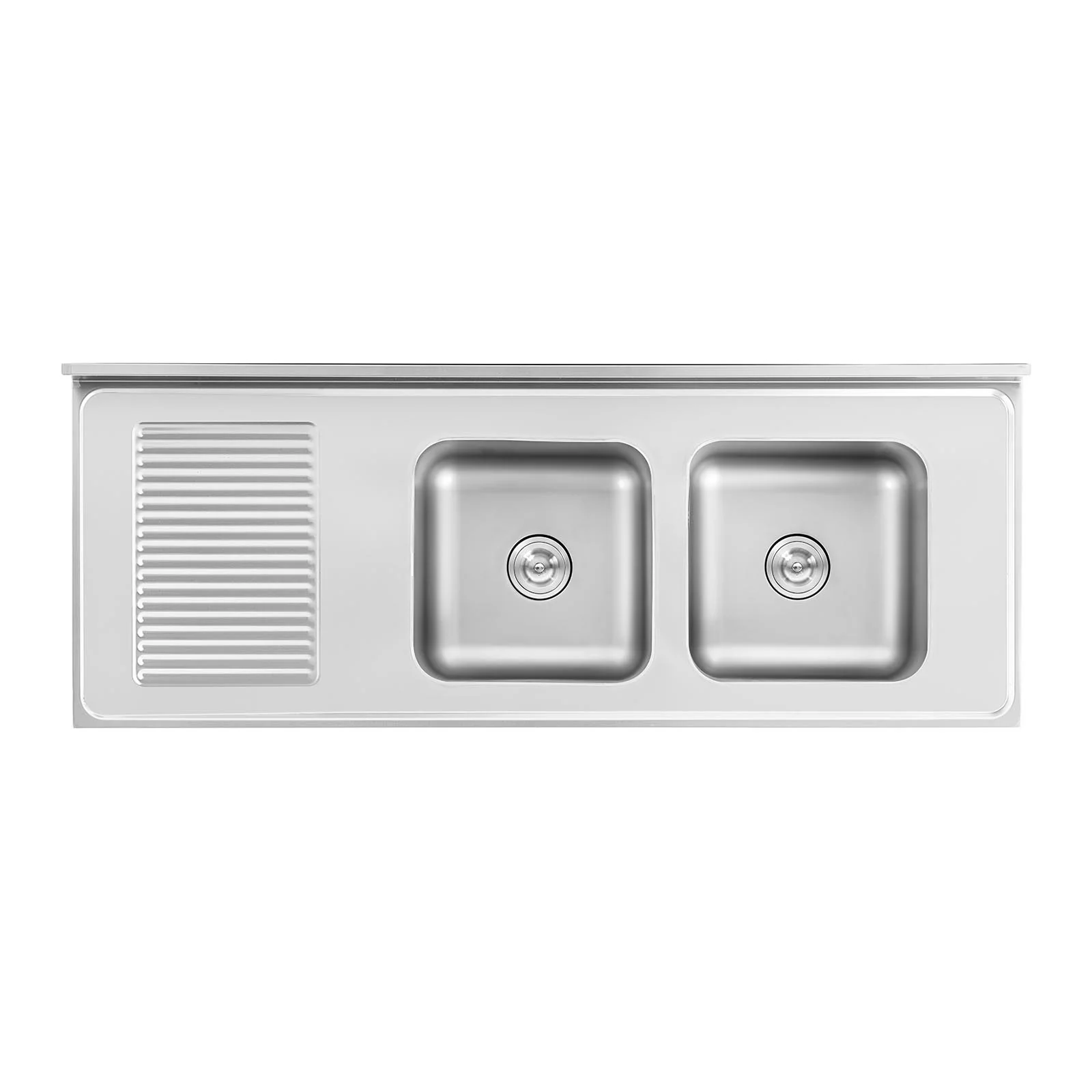 Plonge inox sur meuble 2 bacs acier inoxydable - 400 x 400 x 250 mm professionnelle  14_0005016