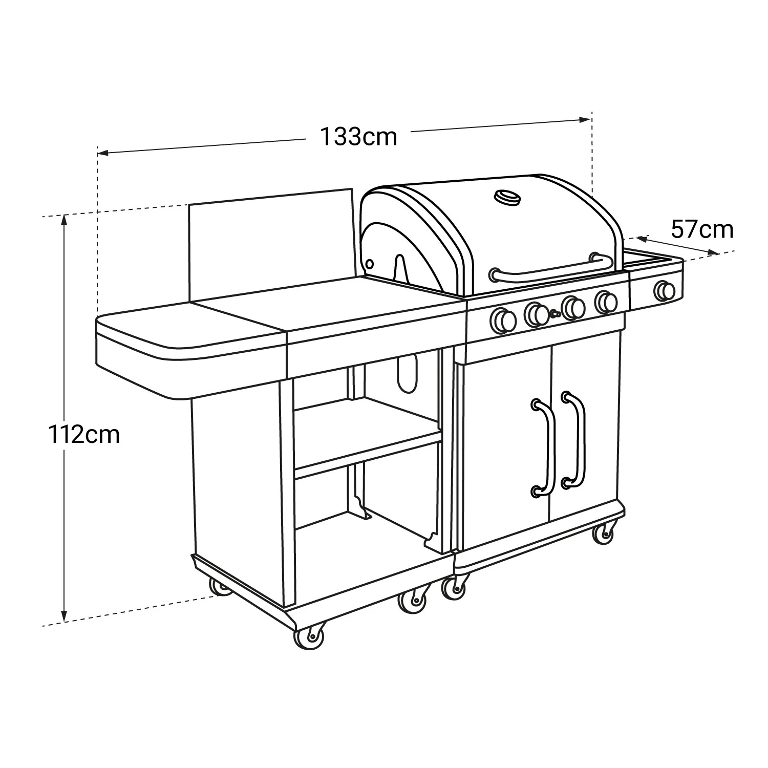 Barbecue au gaz FIDGI 4 avec desserte Cook'in Garden