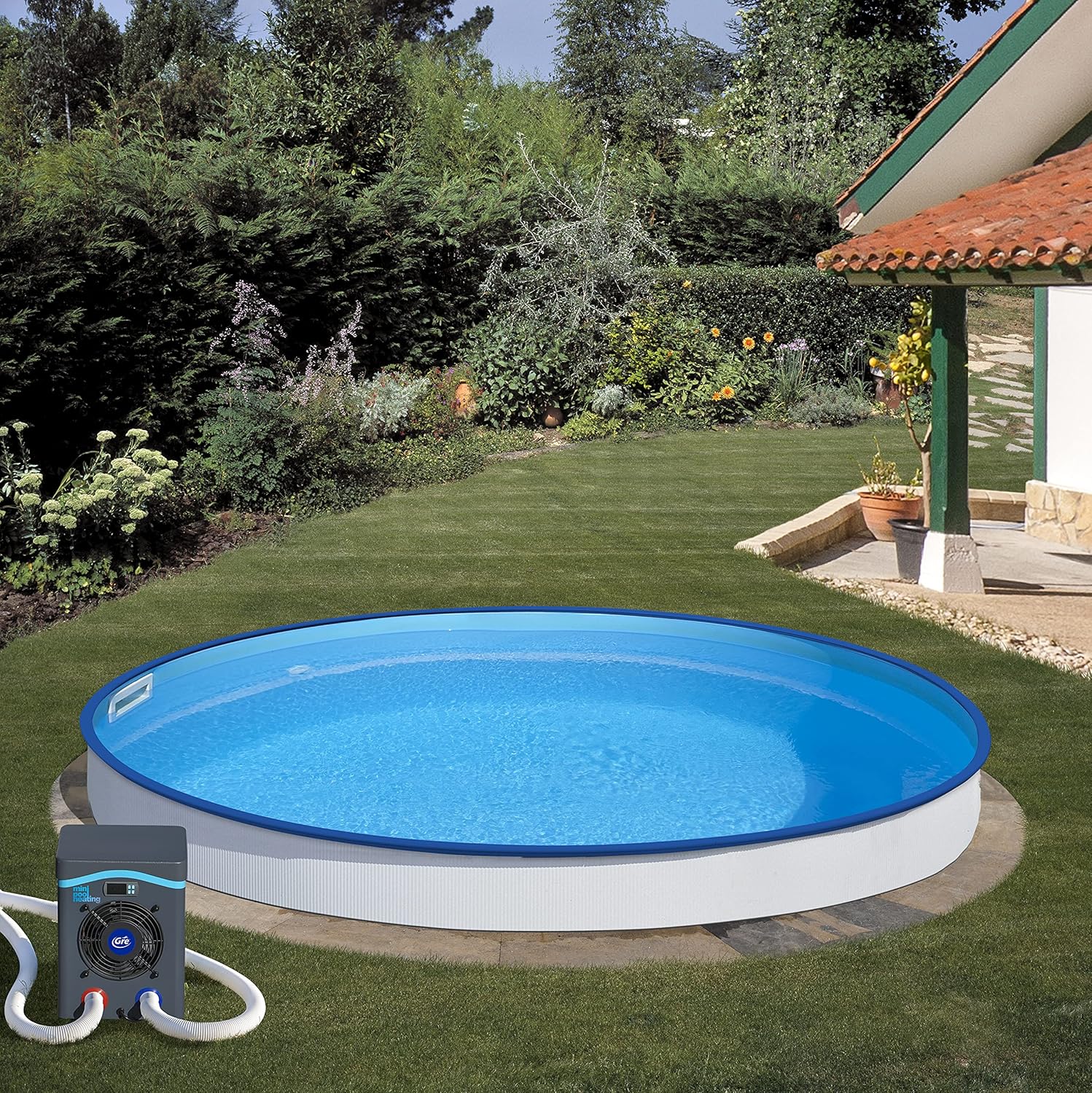 Gre HPM40 HPM40-Mini Pompe à Chaleur pour Piscine Hors Sol jusqu'à 40 m3, Noir