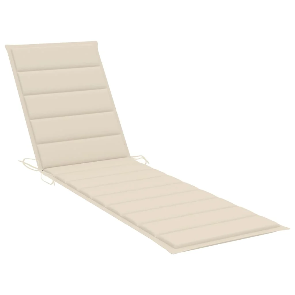 Lot de 2 transats chaise longue bain de soleil lit de jardin terrasse meuble d'extérieur avec coussin crème bois de teck solide 02_0012031