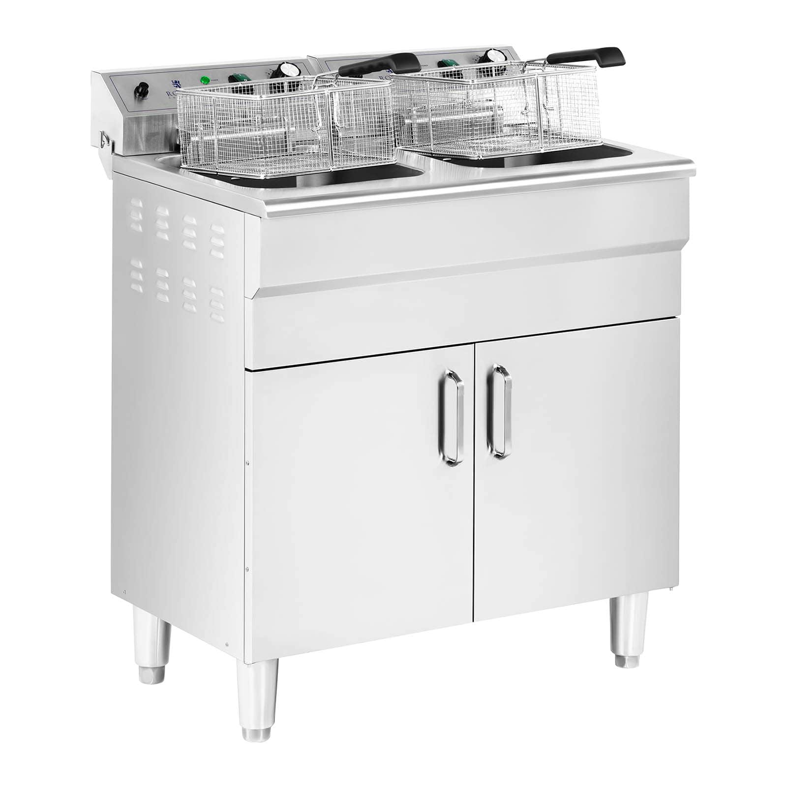 Friteuse électrique double 26 litres 10 000 watts robinet zone froide armoire professionnel acier inoxydable 14_0003983