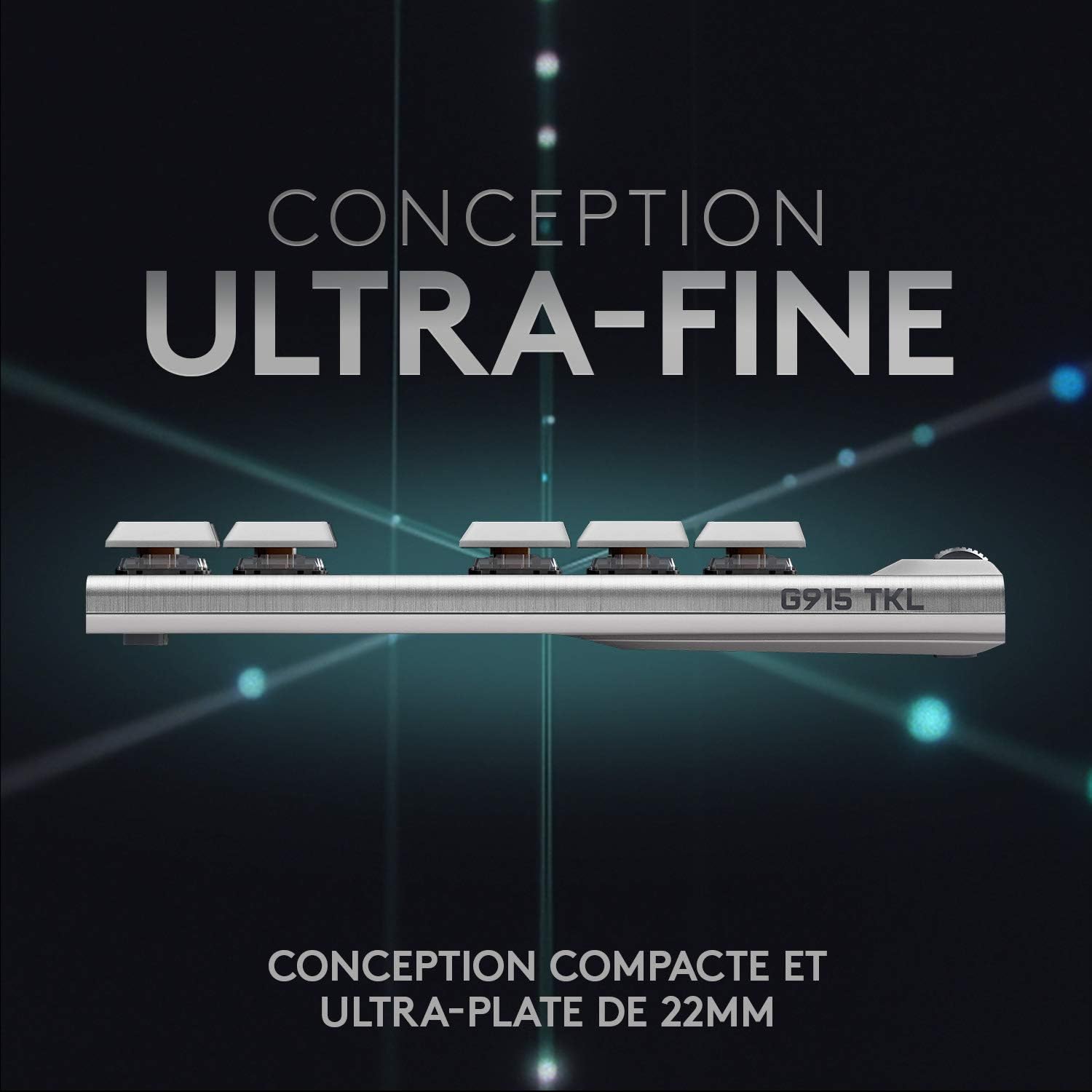 Logitech G915 TKL Tenkeyless LIGHTSPEED Clavier Gamer Mécanique, Switch ultra-plat GL Tactile, RGB LIGHTSYNC, Design élégant et mince, 40+ heures de jeu, Franais AZERTY - Noir