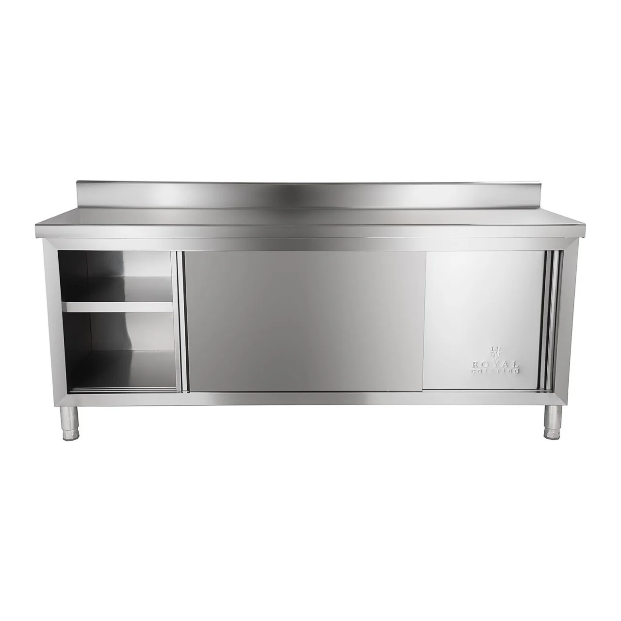 Meuble bas de cuisine 200x60 cm avec rebord acier inoxydable 14_0002489