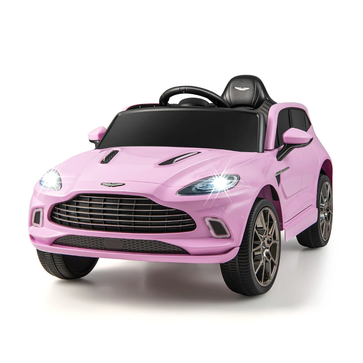 Aston martin dbx voiture electrique 12v enfants avec télécommande 2,4g véhicule moderne avec lumières led et musique pour 3-8 ans  rose 20_0005149