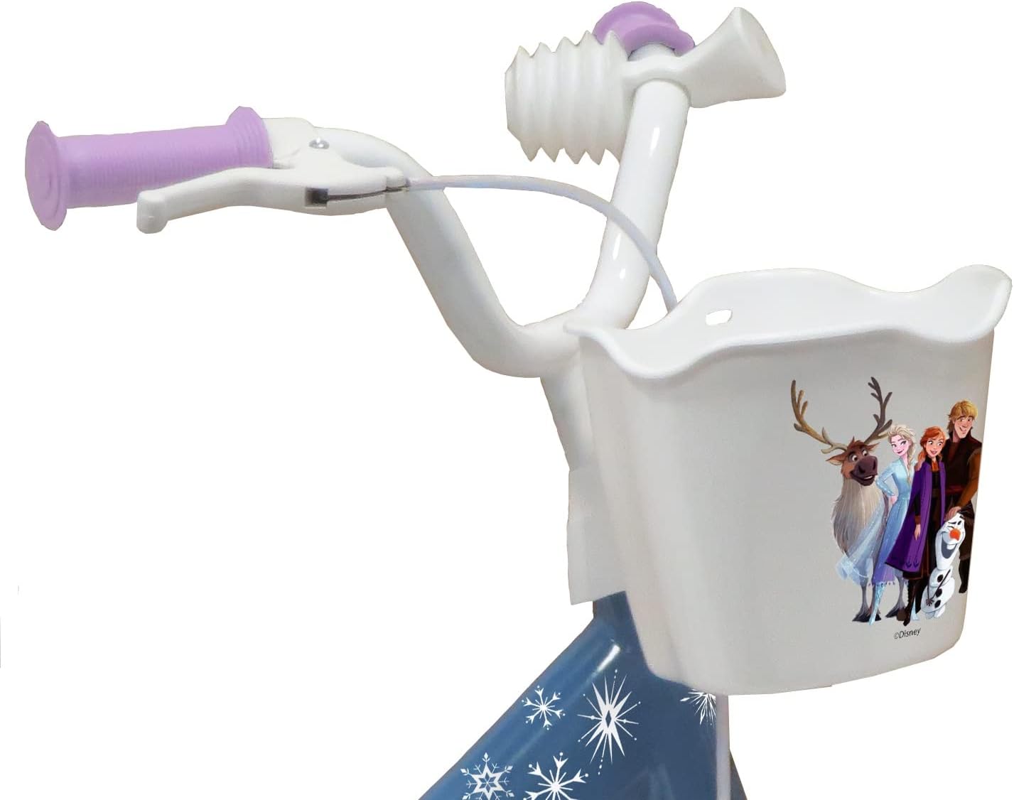 Vélo ATLAS Vélo 12'' Fille Reine des Neiges/Frozen équipé de 1 Frein, Panier Avant, Porte poupée arrière, Garde boues, Carter et stabilisateurs enffant, Bleu Ciel