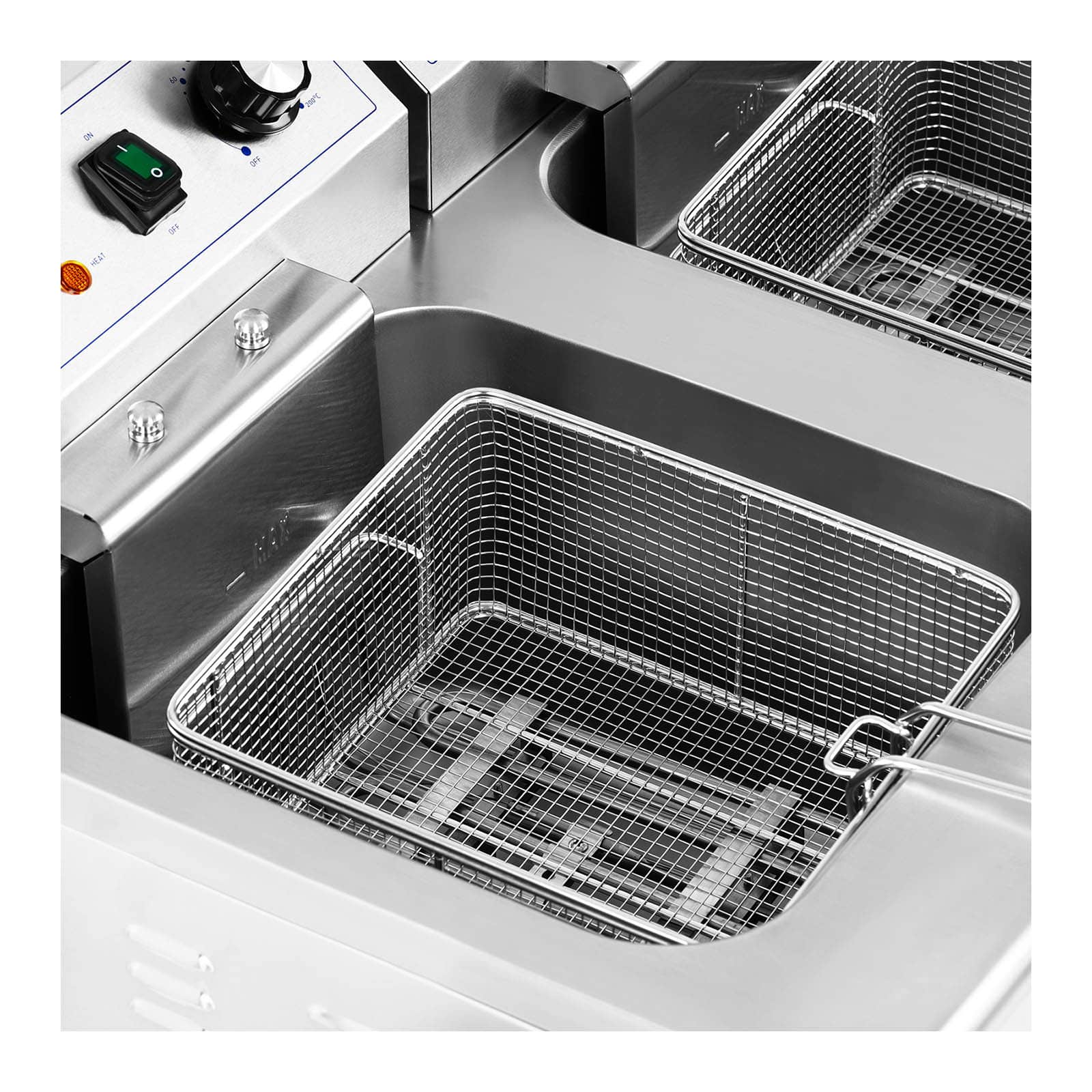 Friteuse électrique double 26 litres 10 000 watts robinet zone froide armoire professionnel acier inoxydable 14_0003983