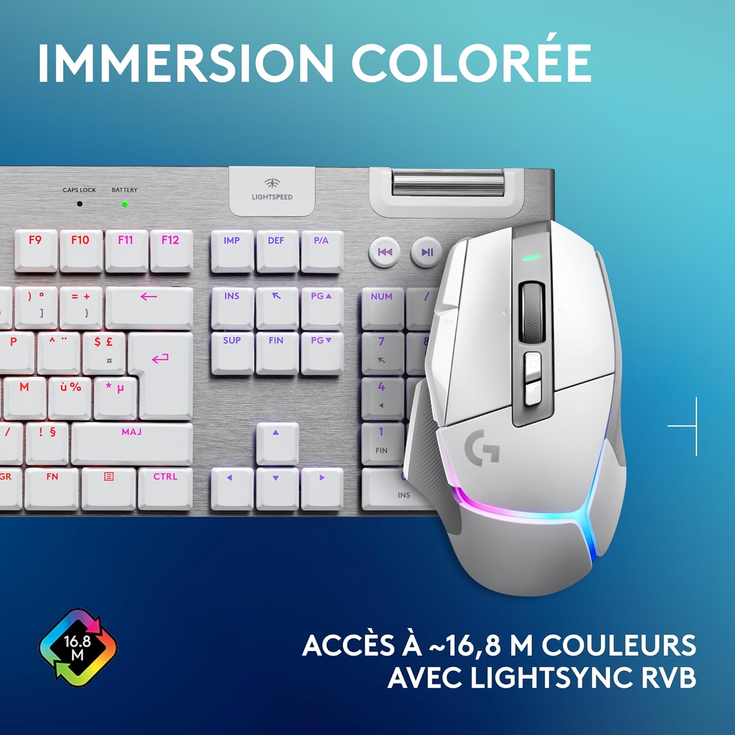 Logitech G915 TKL Tenkeyless LIGHTSPEED Clavier Gamer Mécanique, Switch ultra-plat GL Tactile, RGB LIGHTSYNC, Design élégant et mince, 40+ heures de jeu, Franais AZERTY - Noir