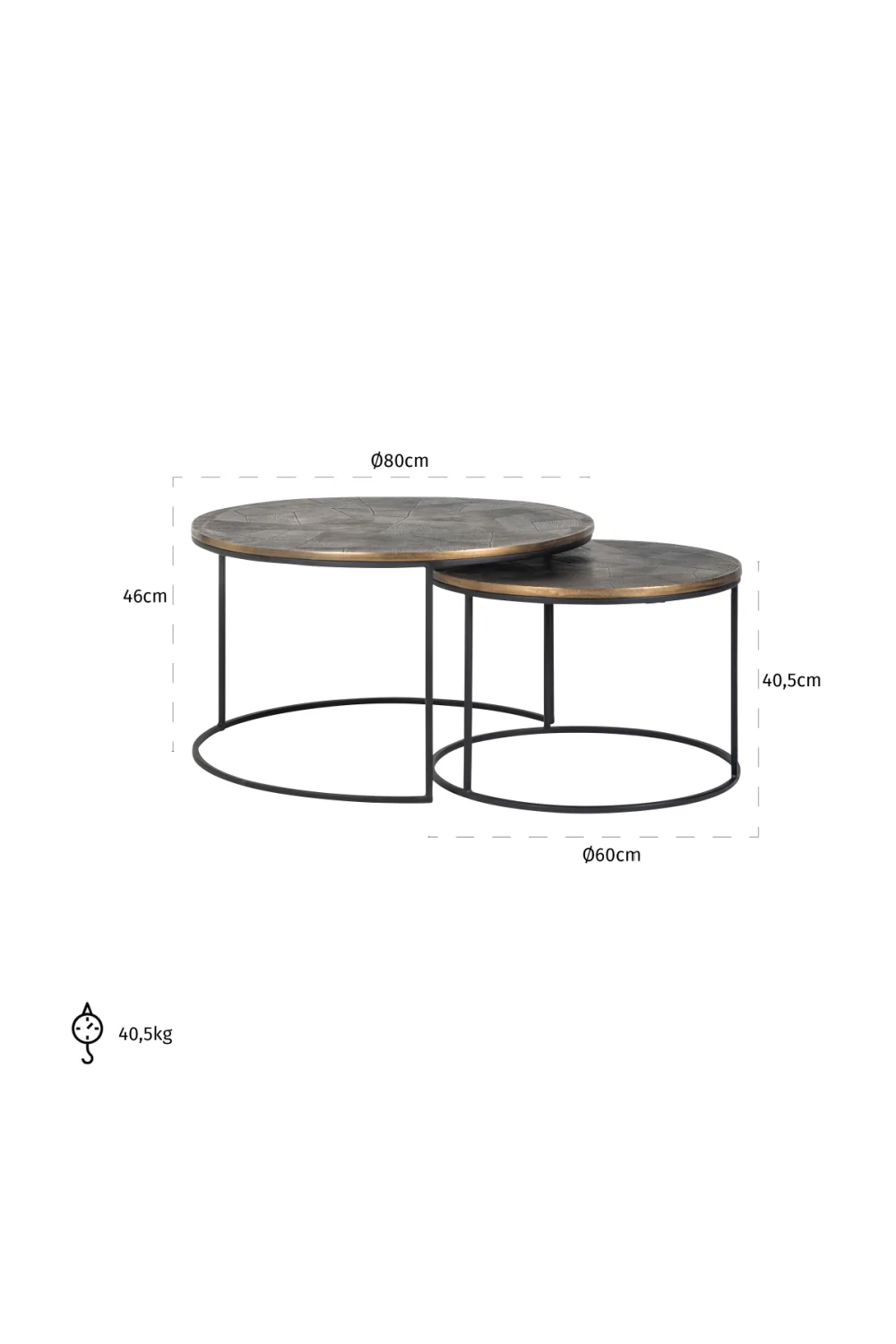 Table basse gigogne en laiton doré (lot de 2) | Richmond Tulum