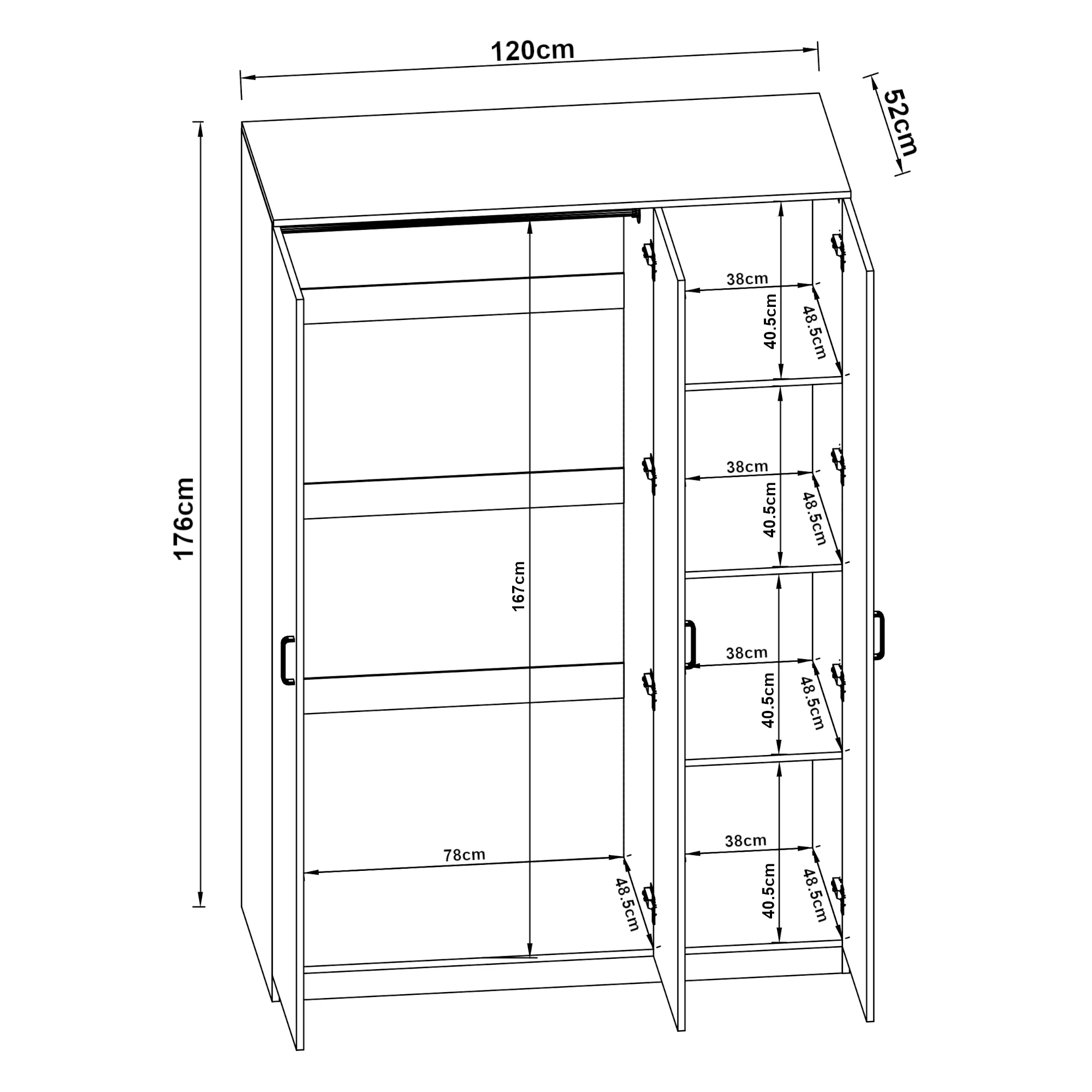 Armoire de chambre garde-robe moderne meuble de rangement intemporel 4 étagères MDF 176 x 120 x 52 cm effet chêne sonoma 03_0006368