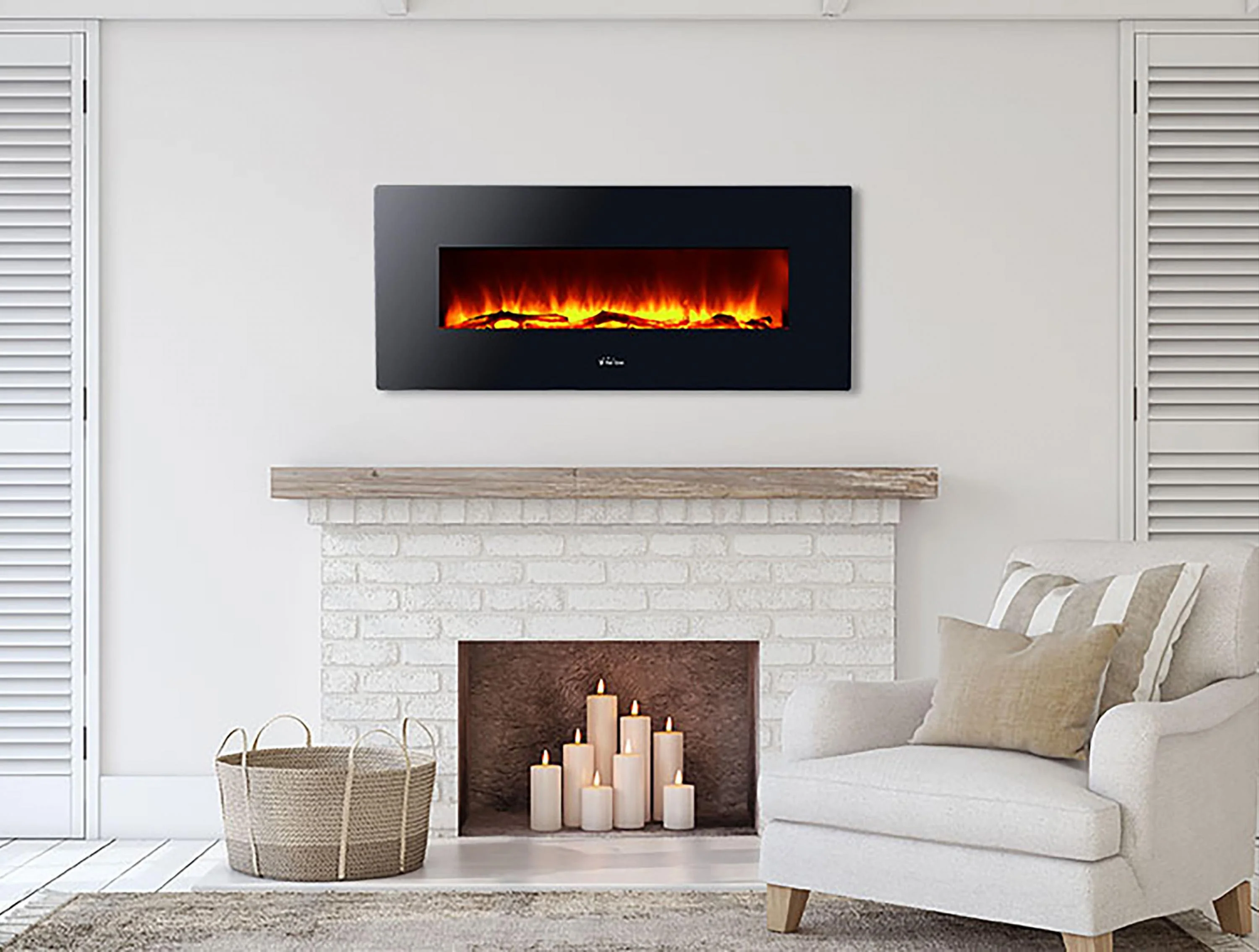 Cheminée électrique panoramique en verre trempé noir