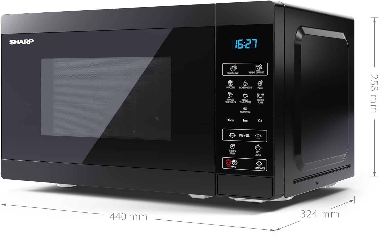 Sharp YC-MG252AE-B, Four micro-ondes, Noir de 25 litres avec gril