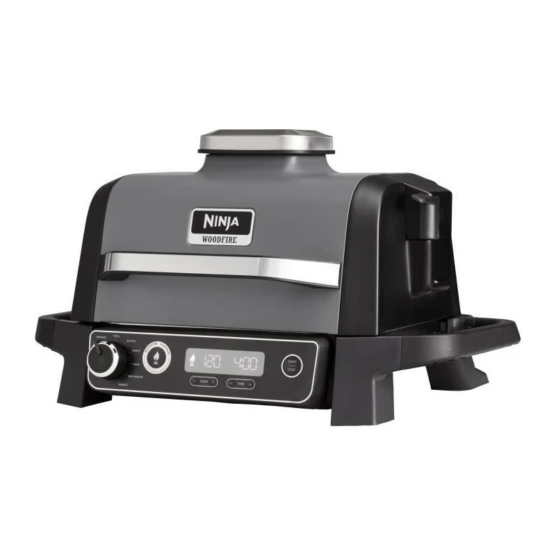 Barbecue électrique - Ninja - Woodfire - Og701eu - Grill, Fumoir & Air Fryer - Antiadhésif - Gris Et Noir Ninja
