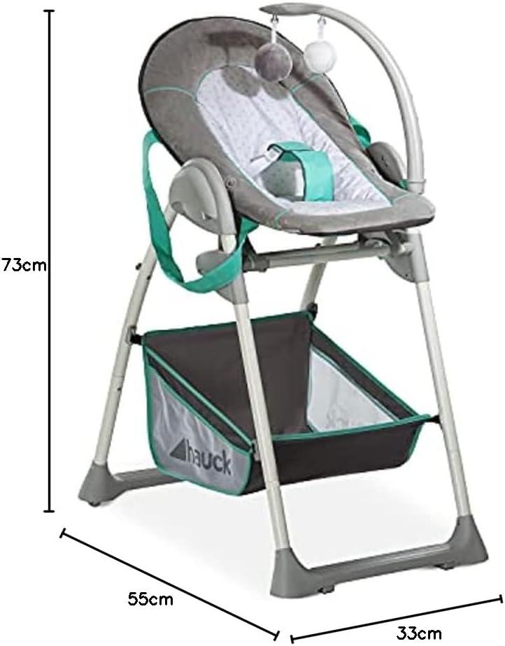 Hauck Chaise Haute Bébé Sit N Relax, Inclus Transat Bebe avec Arche de Jeux, Siège Enfant avec Plateau, Chssis Réglable en Hauteur avec Roues et Panier, Pliable - Wild Panda