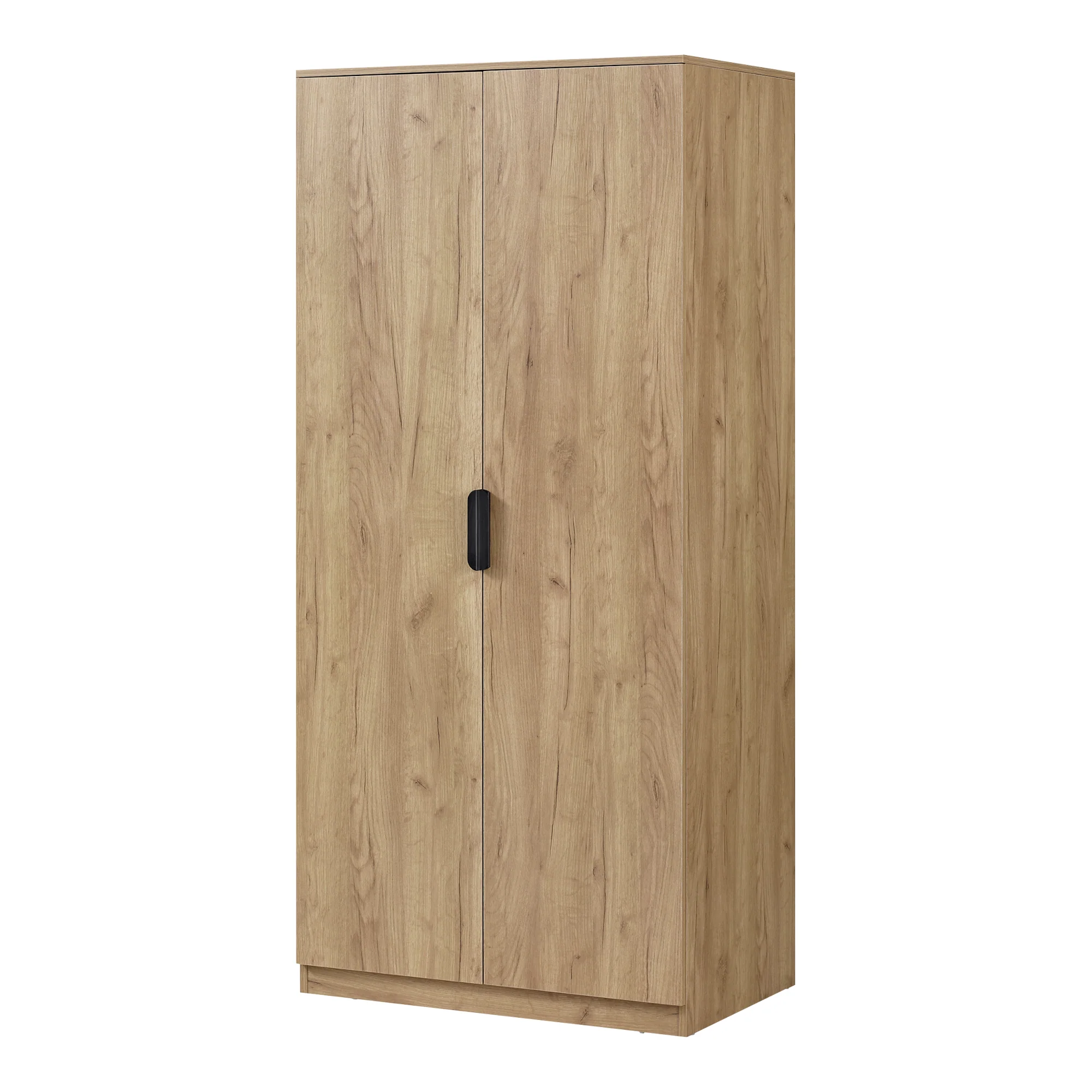 Armoire de chambre garde-robe moderne meuble de rangement intemporel 1 penderie et 1tagère MDF 176 x 80 x 52 cm effet chêne 03_0006372