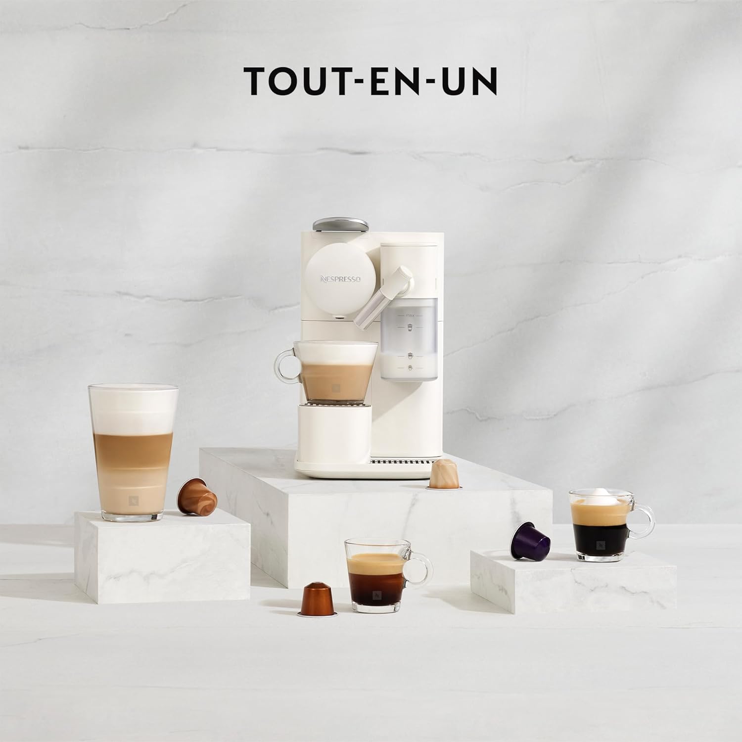 De'Longhi Nespresso Lattissima One Evo EN510.W, Machine a Café Capsule, Expresso et Cappuccino, 1450W, Blanc