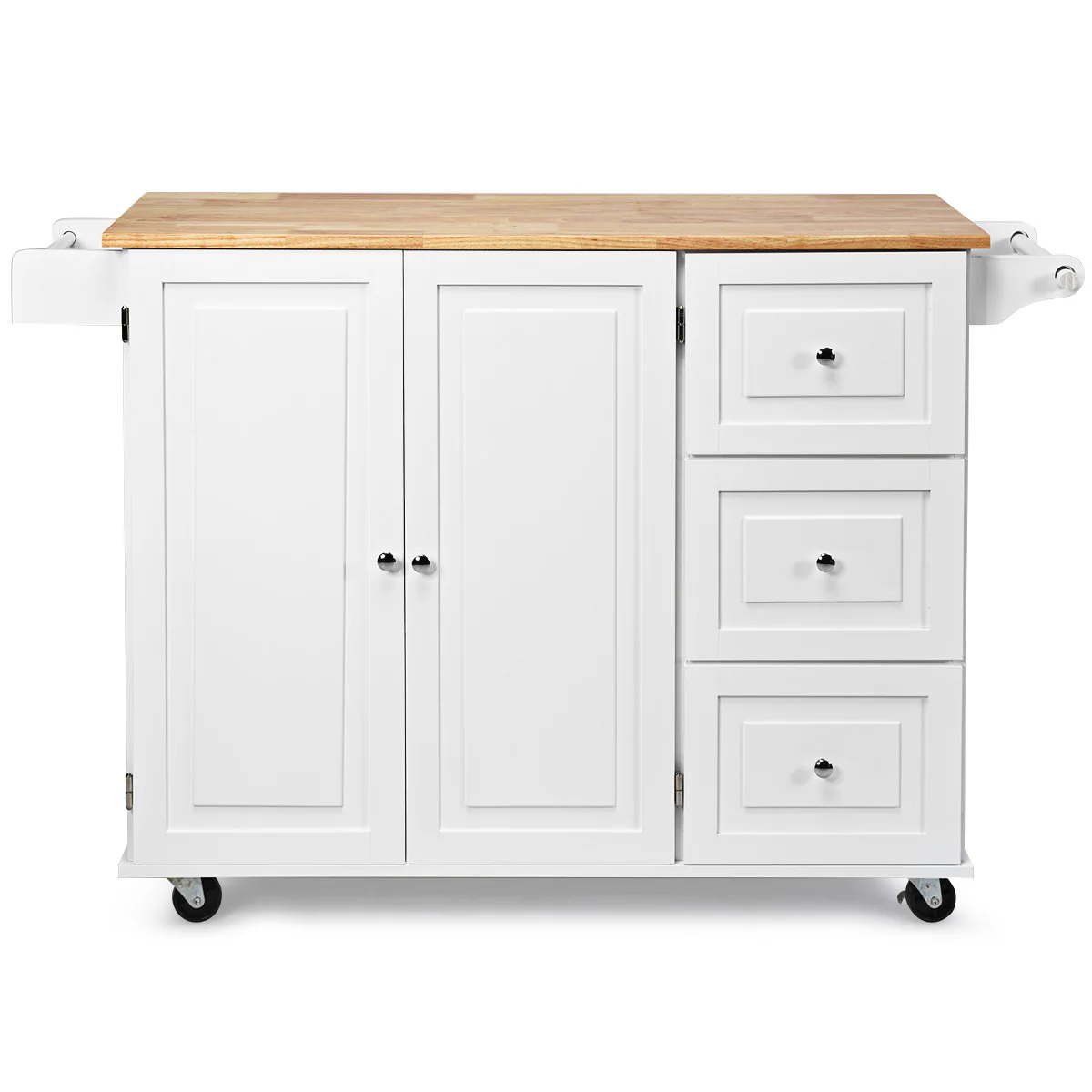 Desserte sur roulettes service de cuisine de roulant avec plans de travail rabattable en bois armoire de rangement 20_0008402