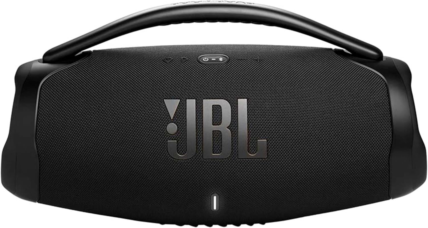 JBL Boombox 3 Wifi, Enceinte portable compatible avec Bluetooth et WiFi, Son JBL Original Pro et basses puissantes, étanche à l'eau et à la poussière, autonomie de 24h, Noire