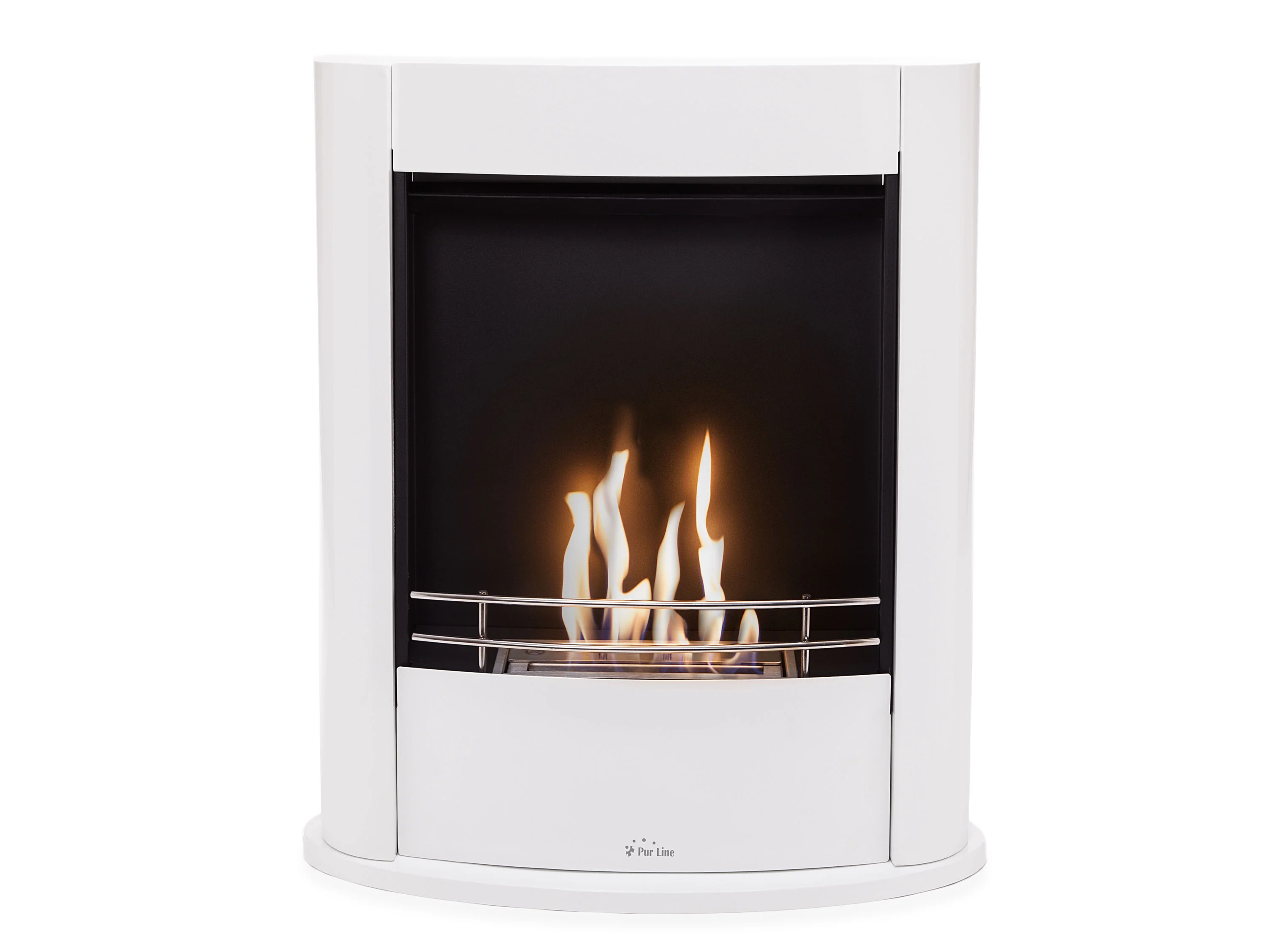 Cheminée à l'éthanol au sol en acier blanc