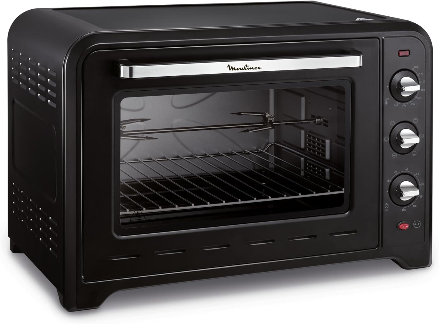 Moulinex Four à convection électrique, 60 L, 2200 W, Thermostat jusqu'à 240 degrés, 7 modes de cuisson, Pain, Pizza, Tartes, Ptisseries, Optimo, Noir YY2917FB