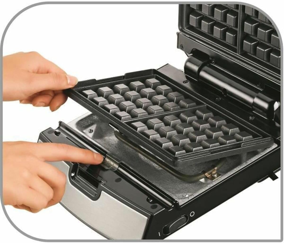 Tefal Appareil à gaufres et croque-monsieur, 2 jeux de plaques inclus, Rangement facile, Nettoyage sans effort, Indicateur de chaleur, Revêtement antiadhésif, Snack Collection SW852D12