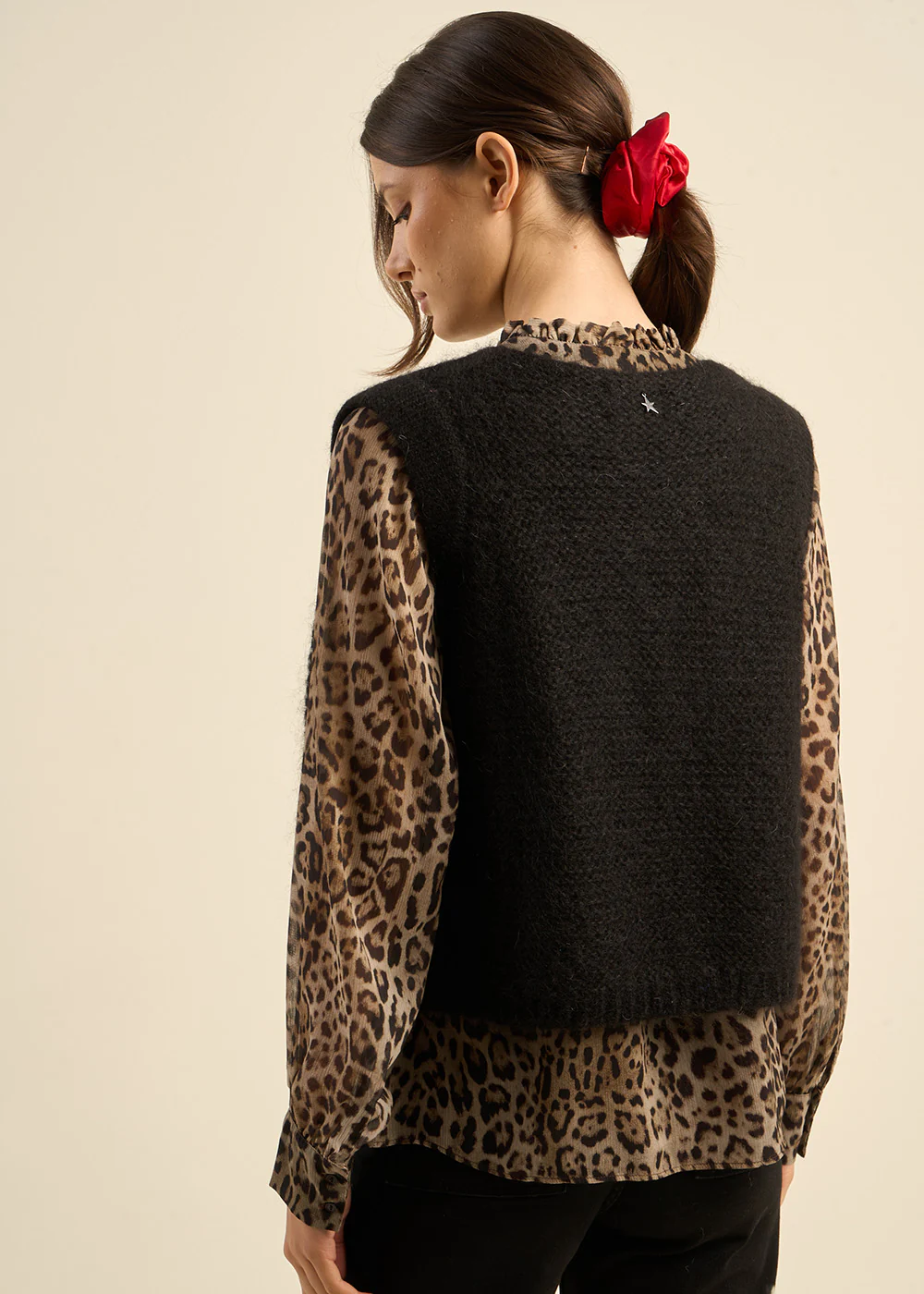 Gilet court sans manches en mohair