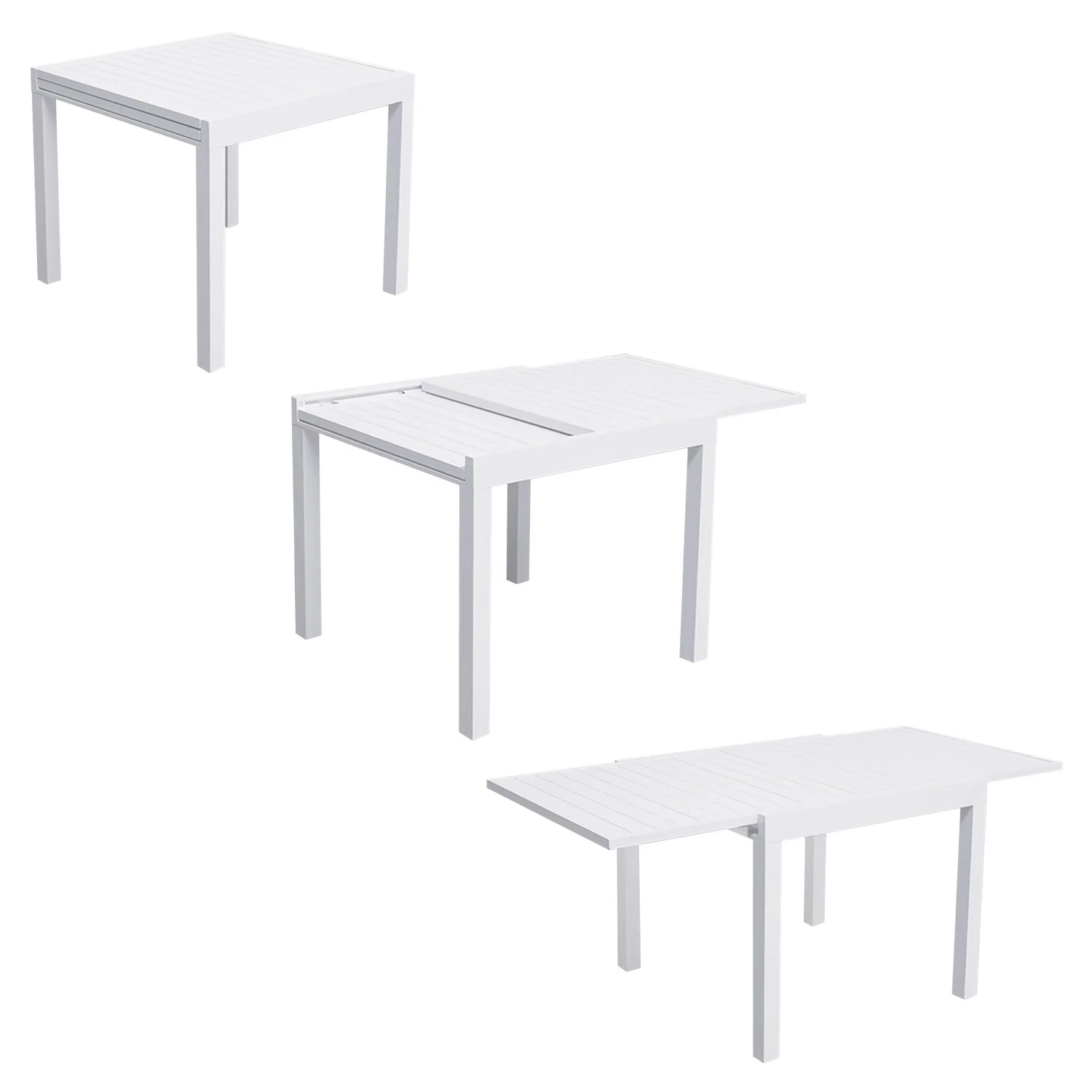 Salon de jardin VENEZIA extensible 90/180 en aluminium blanc - 8 places Happy Garden