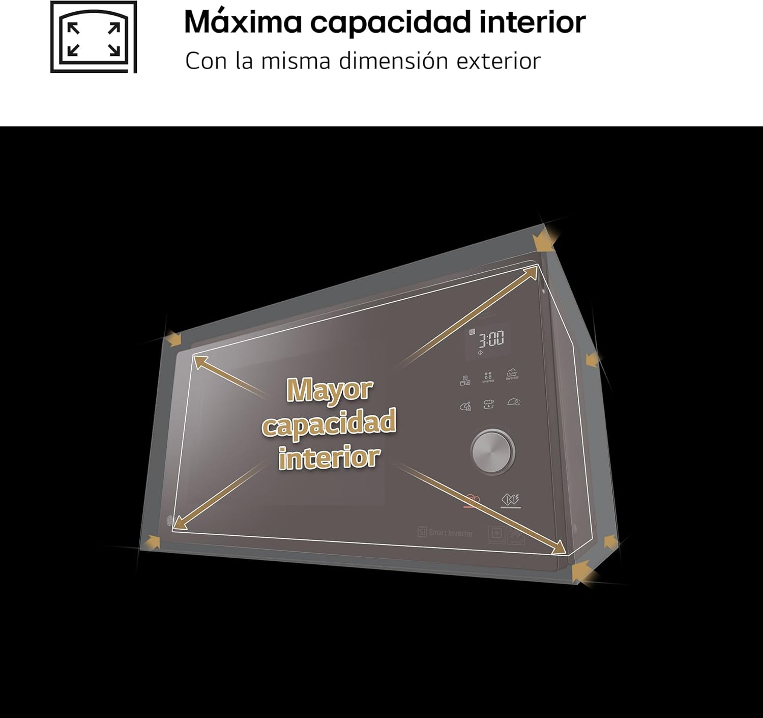 LG MH6535GDS Comptoir de cuisine Four à micro-ondes Smart Inverter avec gril à quartz, 25 L, 1000 W, programmes automatiques, niveaux de puissance réglables, cuisson à vapeur, noir