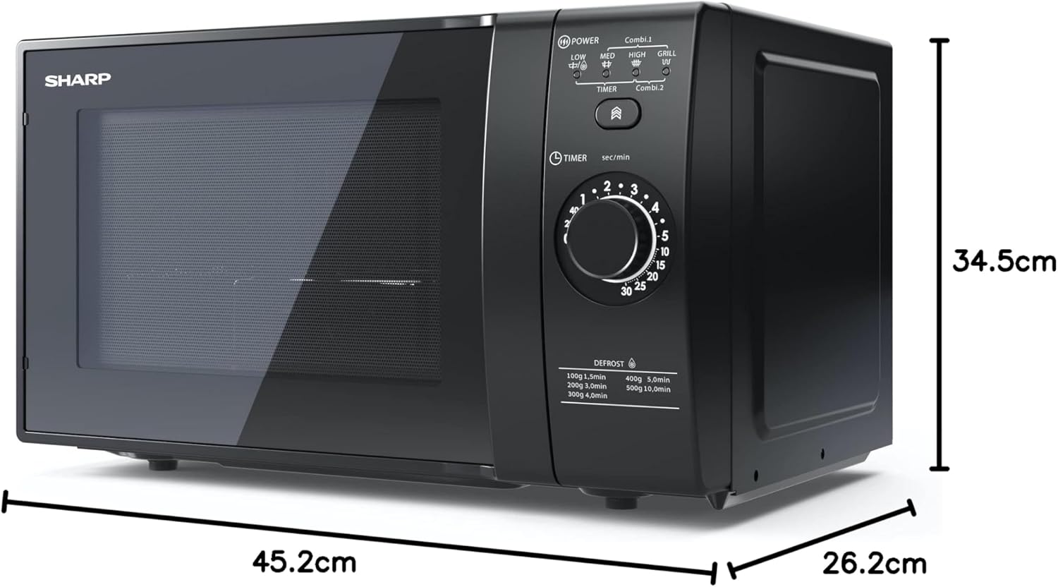 Sharp YC-MG252AE-B, Four micro-ondes, Noir de 25 litres avec gril