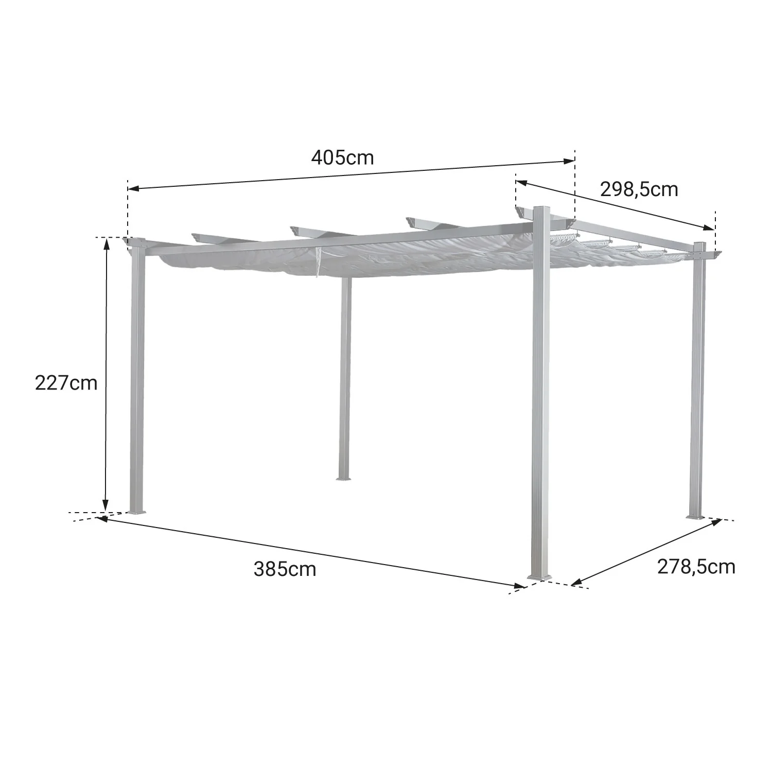 Pergola autoportante 3 × 4m CASSIS grise - structure aluminium Happy Garden