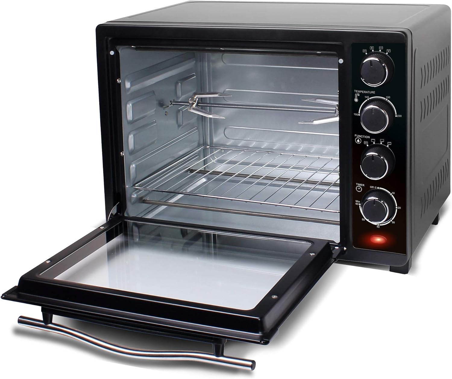 TurboTronic Mini Four à Convection avec Rtissoire, 35L, 1600W – Four Compact Multifonctions Idéal pour Pizza, Camping et Cuisine Maison, Inclus 2 Plaques de Cuisson