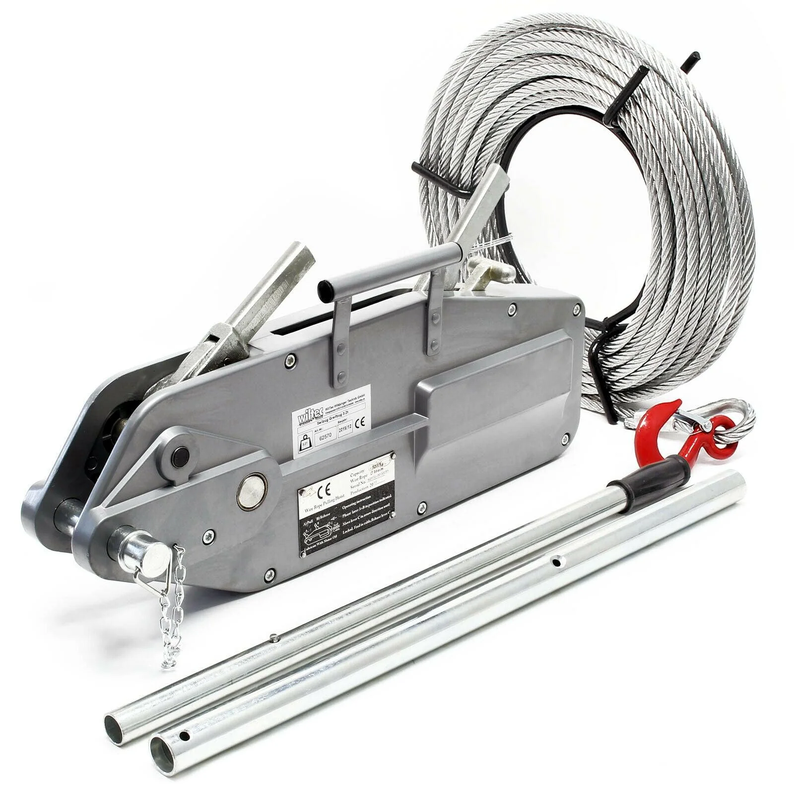 Cble de traction jusqu'à 3200 kg avec 20 m de cble diamètre 16mm pour tirer, tendre et soulever 16_0002831