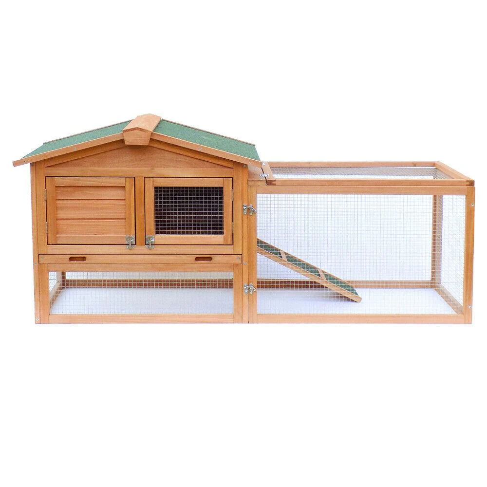 Clapier à lapin rongeurs XXL espaces extérieur grand abri 156 cm bois d'épicéa 16_0002238