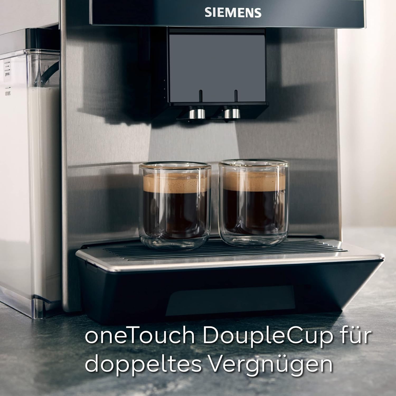 Siemens, machine à café automatique EQ900 TQ903D03, contrôle par l'application, écran tactile, mode barista, AromaBoost, réduction du bruit, broyeur premium, nettoyage à la vapeur, 1 500 W, inox
