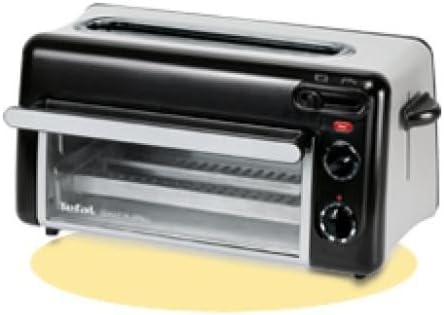Tefal Grille-pain et mini-four 2-en-1, Acier inoxydable, Longue fente pour grille-pain avec couvercle, 6 niveaux de dorage, Température du grill jusqu'à 210°C, Toast N Grill TL600810