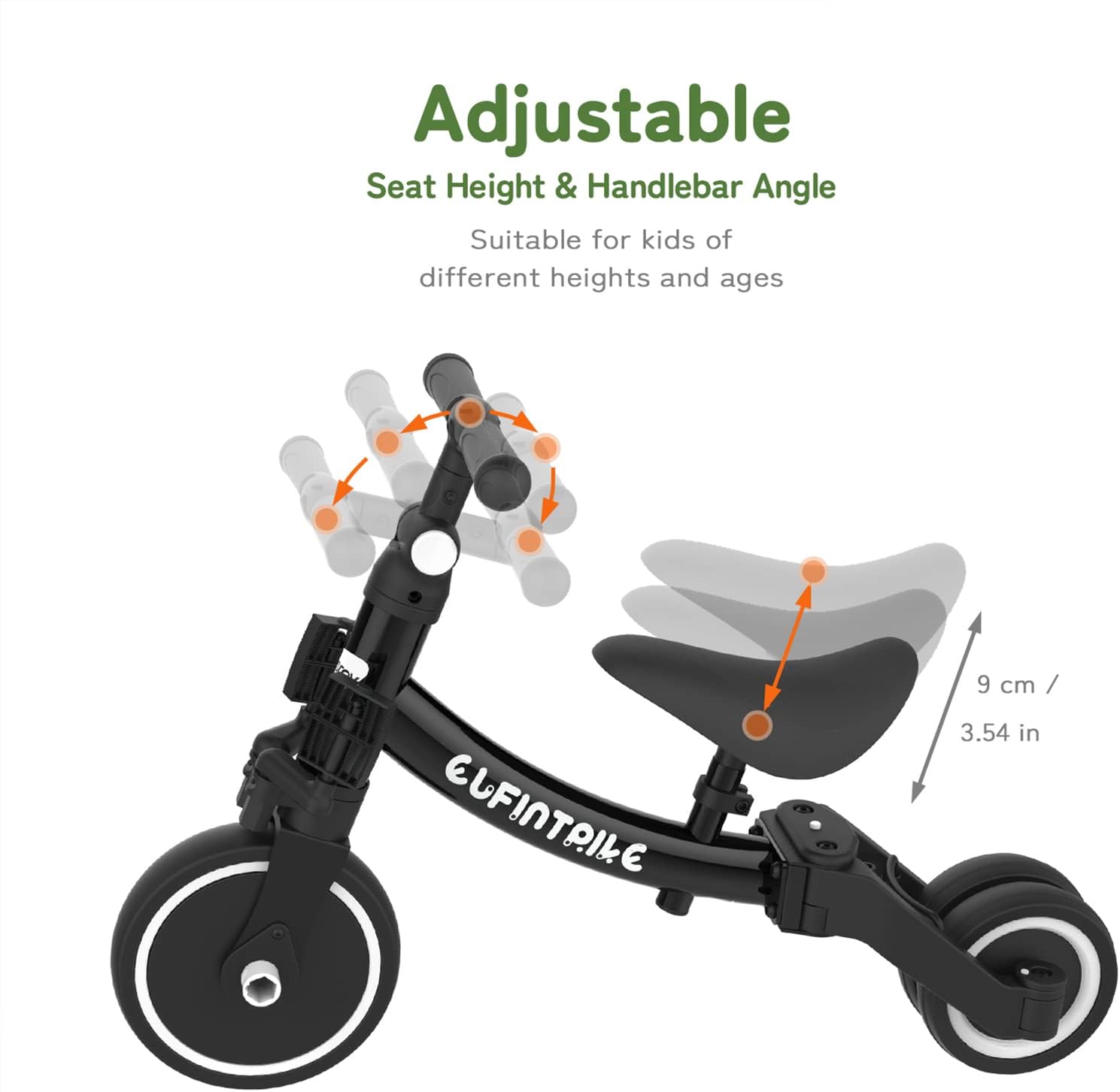 besrey 5 en 1 Tricycle Enfant bébé évolutif 1-4 Ans,Vélo Draisienne,Vélo sans Pédale,Noir