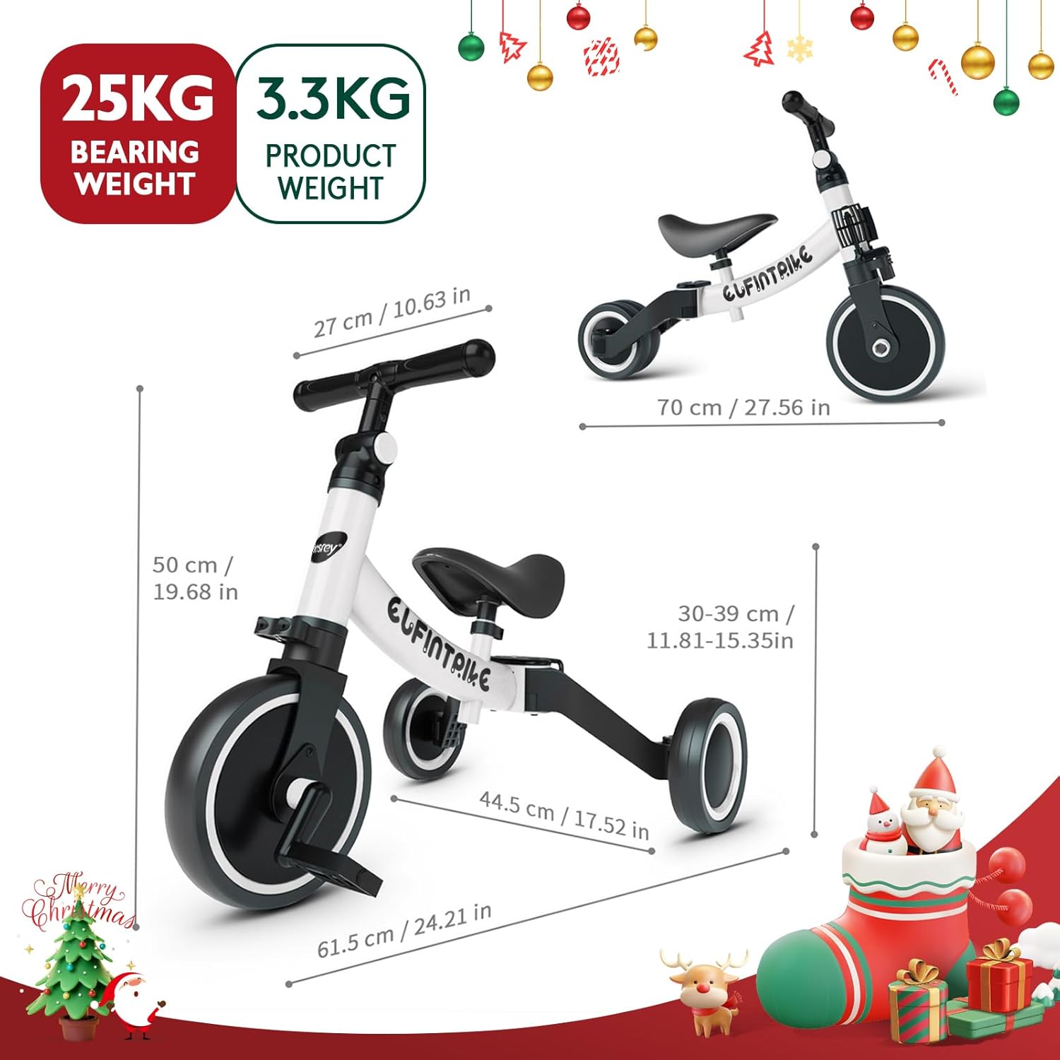 besrey 5 en 1 Tricycle Enfant bébé évolutif 1-4 Ans,Vélo Draisienne,Vélo sans Pédale,Noir