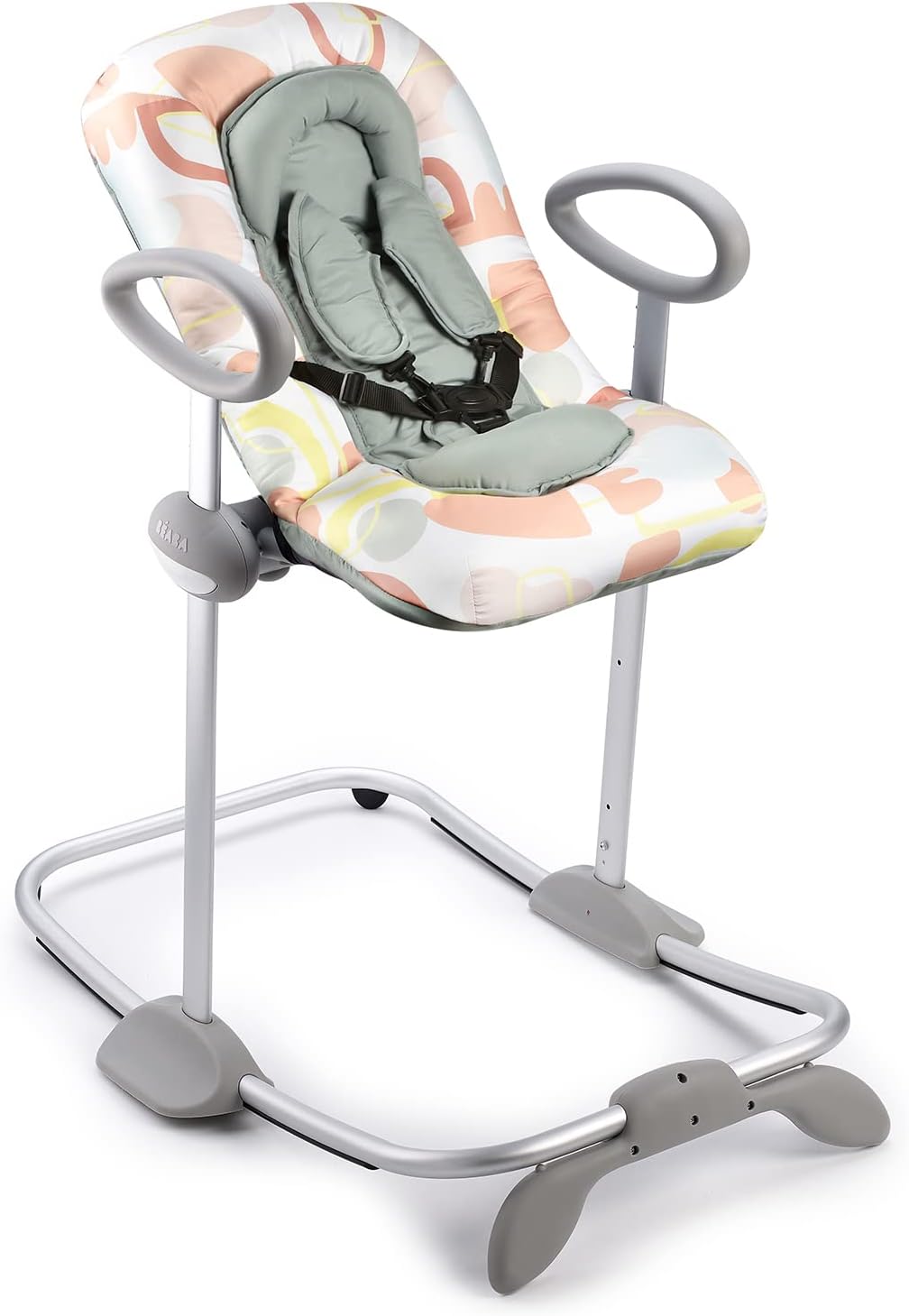 Béaba, Transat Up & Down IV, Transat Réglable en Hauteur, Unisexe pour Bébé et Enfants, 3 Positions d'Inclinaison, Harnais Sécurité 5 Points, Réducteur de Naissance, Gris minéral et miel