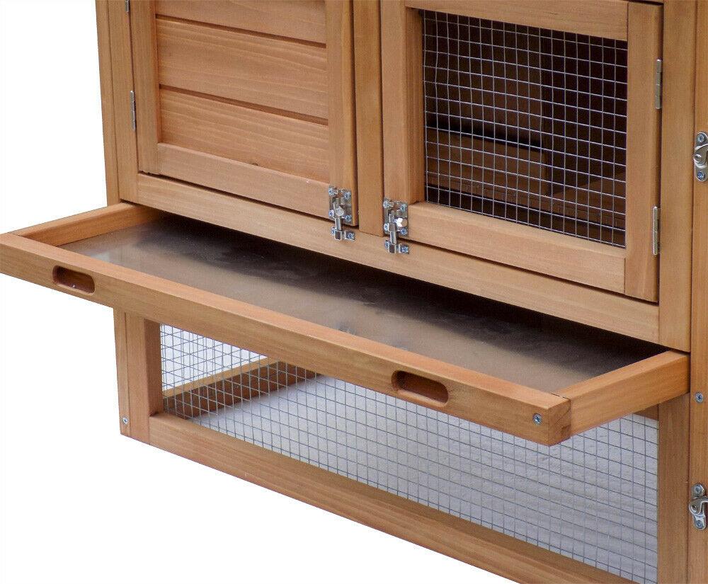 Clapier à lapin rongeurs XXL espaces extérieur grand abri 156 cm bois d'épicéa 16_0002238