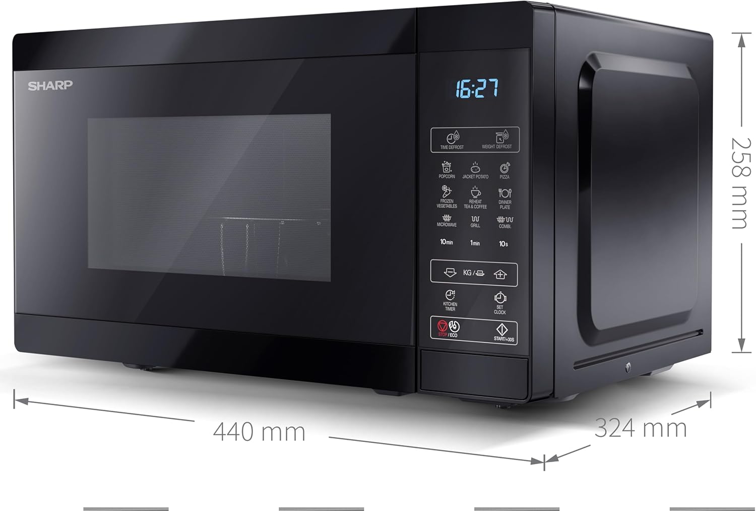 Sharp YC-MG252AE-B, Four micro-ondes, Noir de 25 litres avec gril